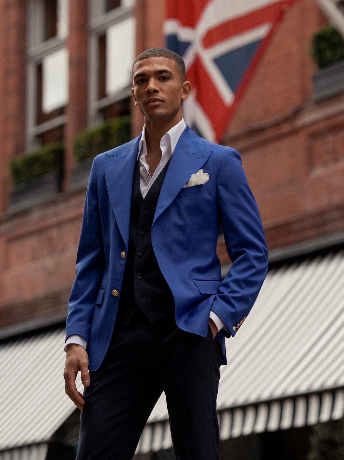 Royal blue jacket, tailored fit