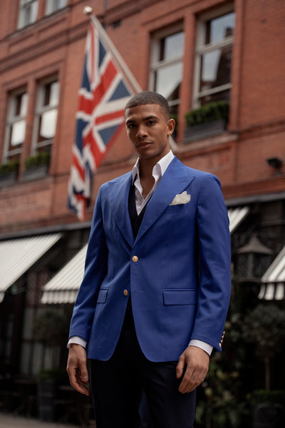 Royal blue jacket, tailored fit