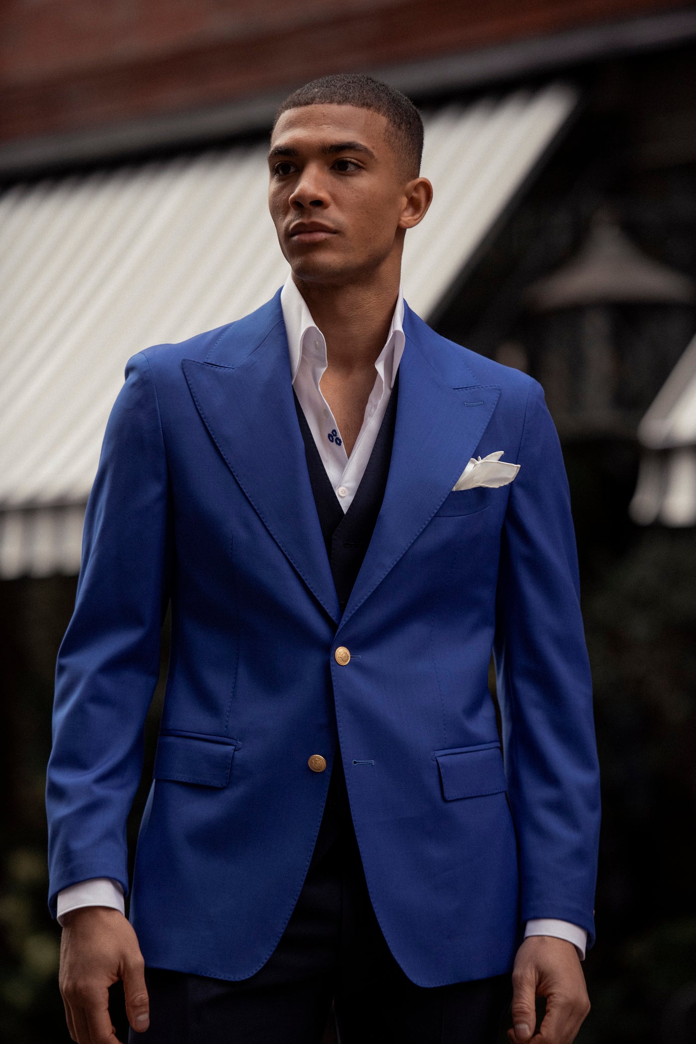 Royal blue jacket, tailored fit