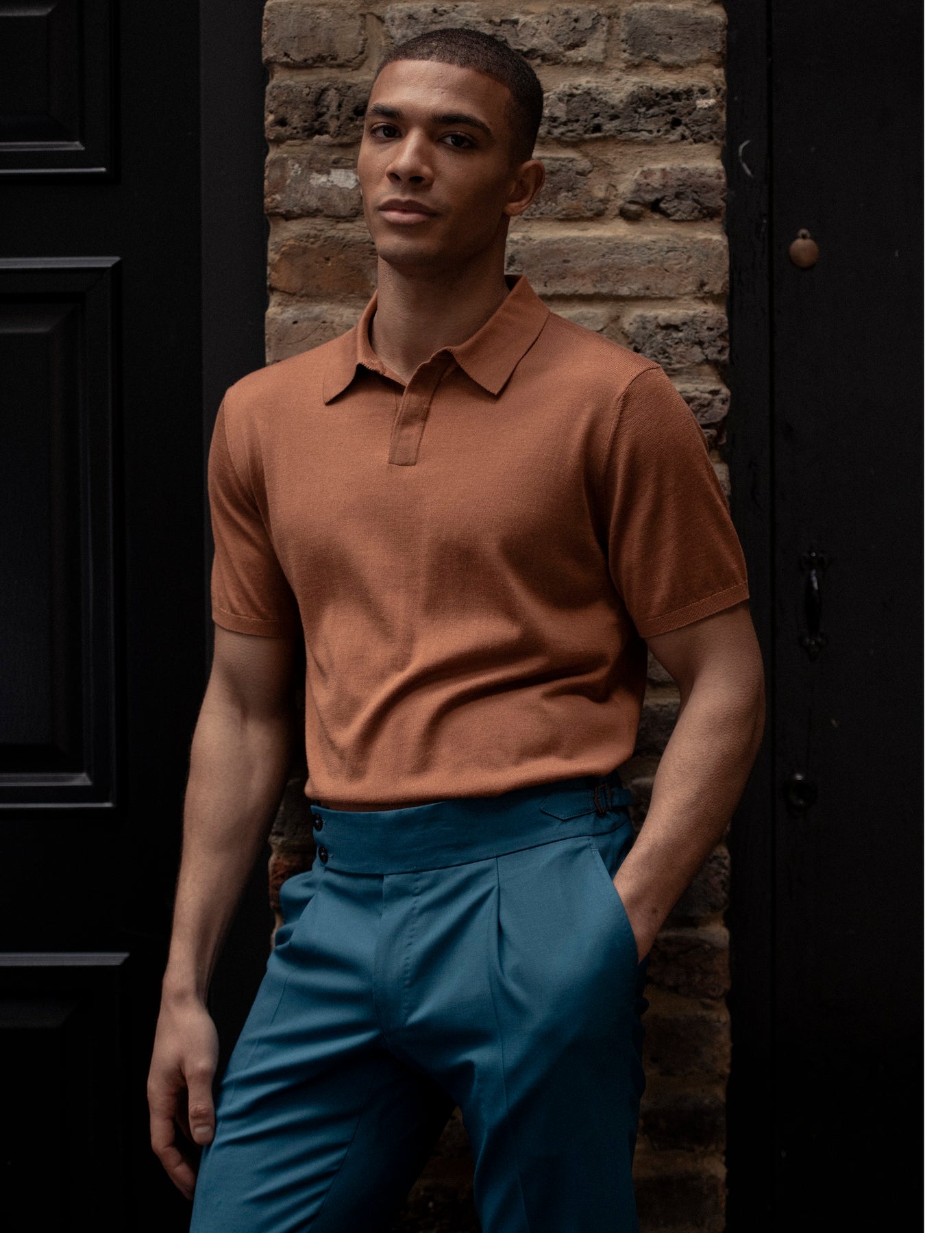 Camel polo shirt made of natural silk and merino wool – Viggo