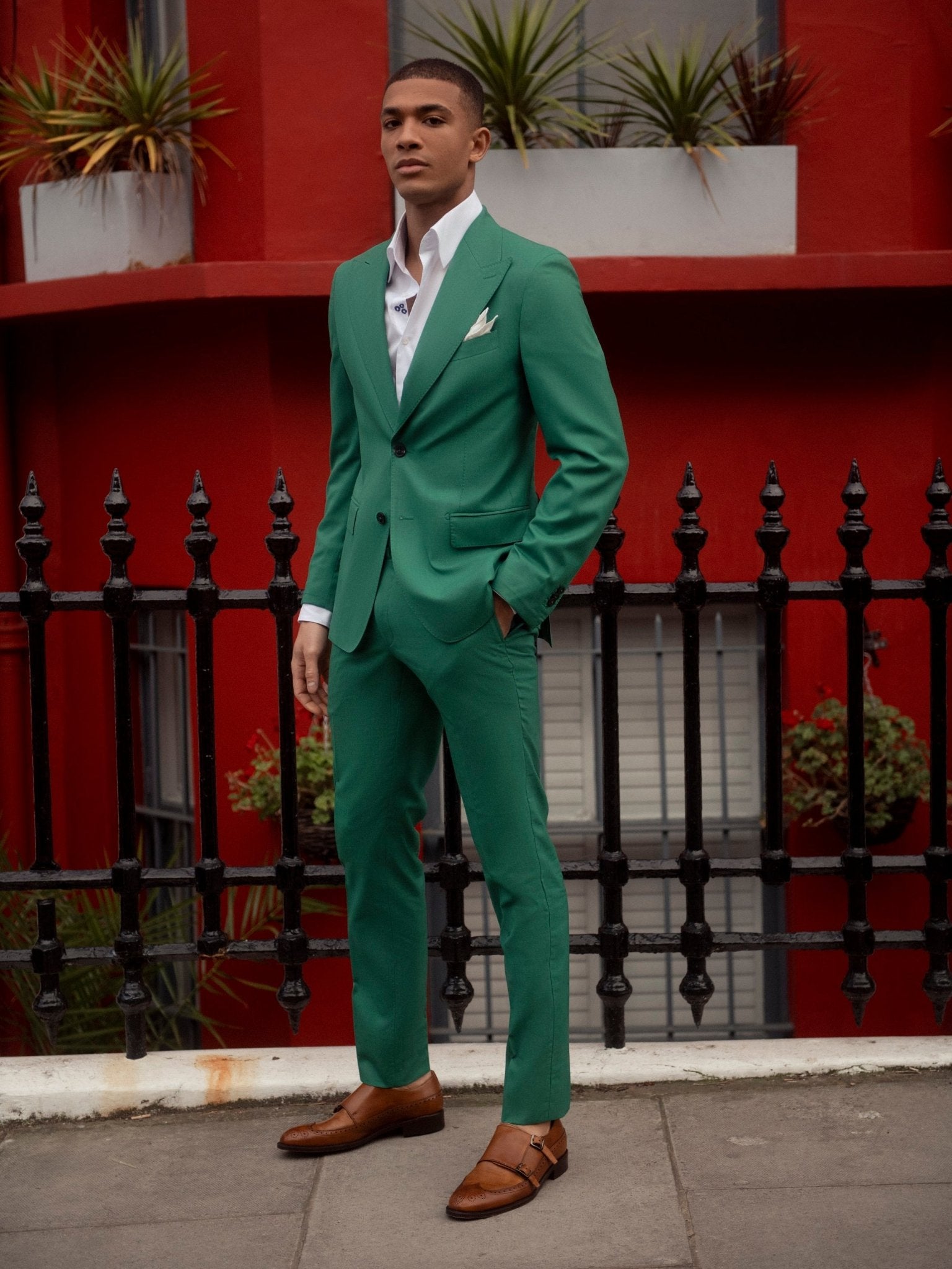 Costum tesatura Tallia Di Delfino, verde, tailored fit - Viggo