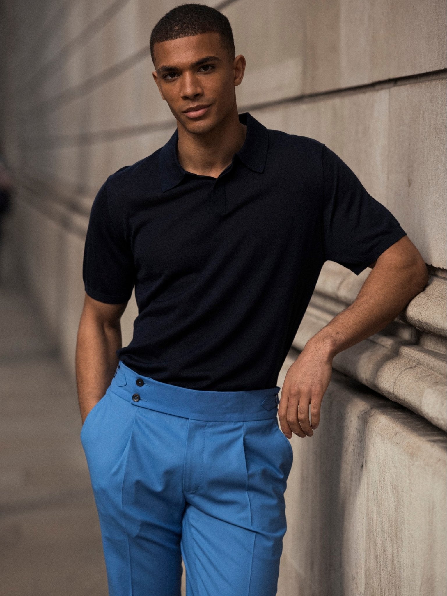 Pantaloni bleu cu talie ajustabila - Viggo