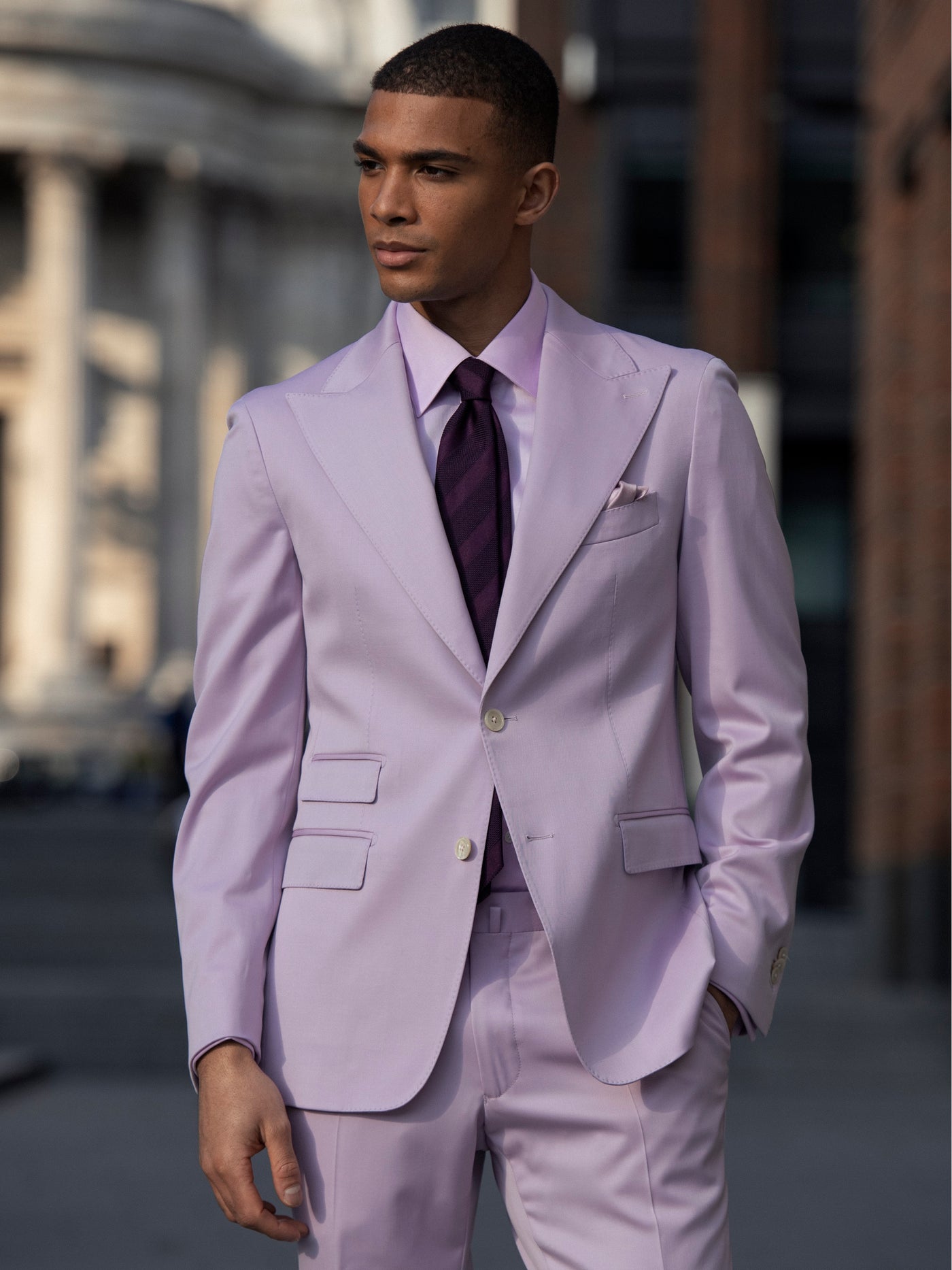Costum doua piese lila, tailored fit
