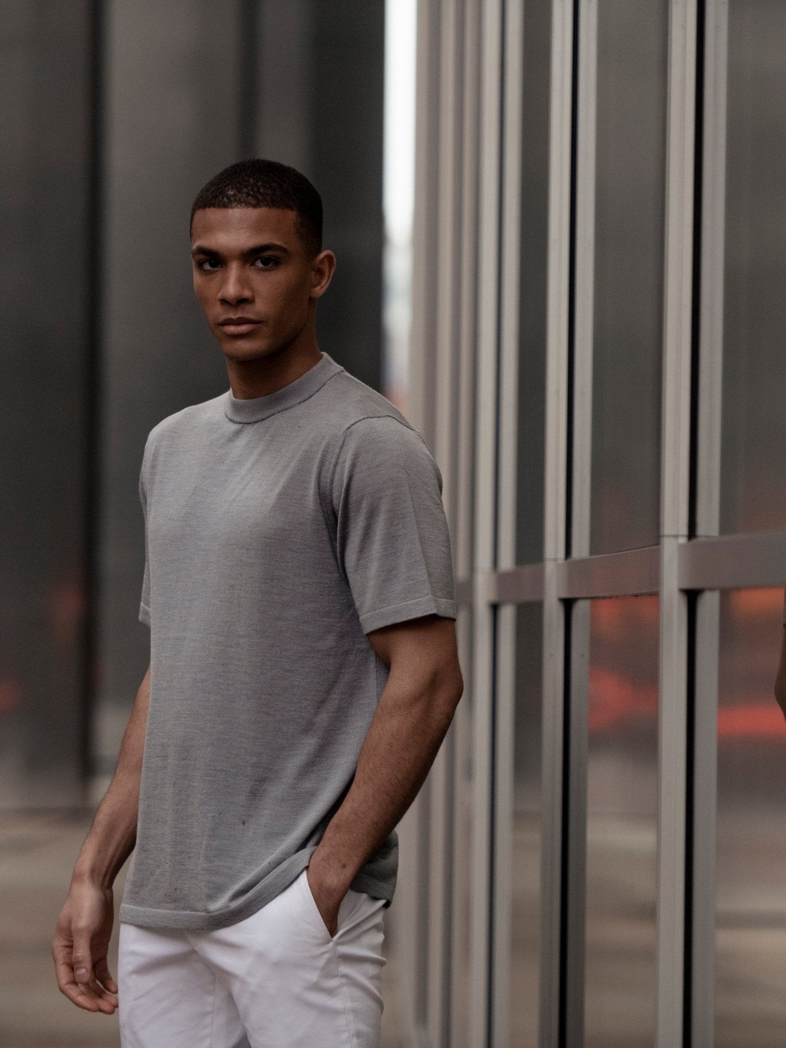 Tricou gri din matase naturala si lana merino - Viggo