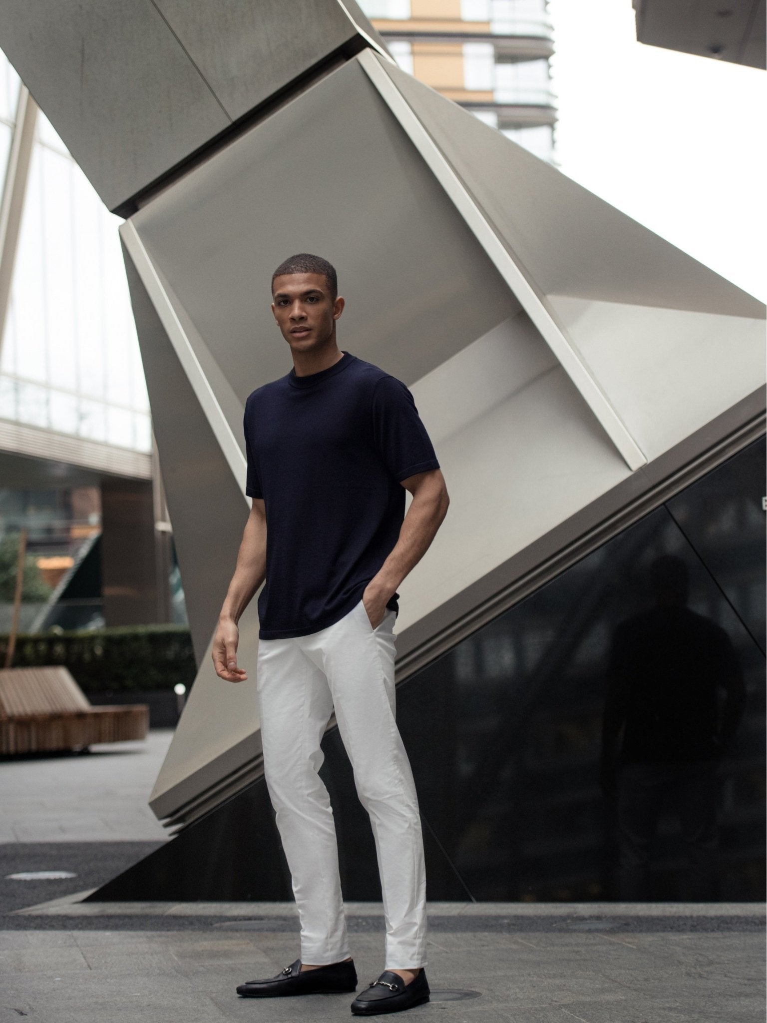 Tricou navy din matase naturala si lana merino - Viggo