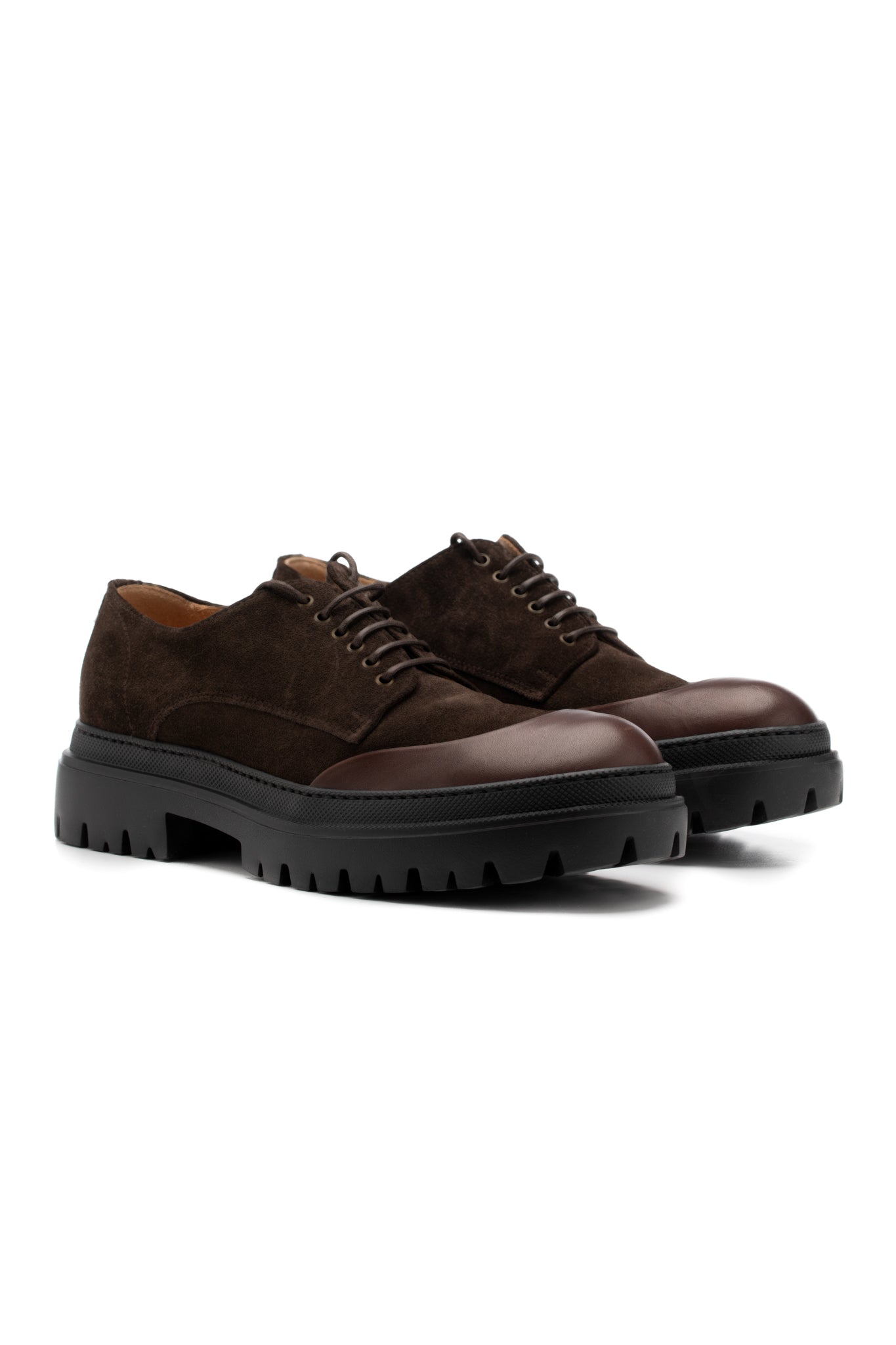 Brown derby shoes with trekking sole