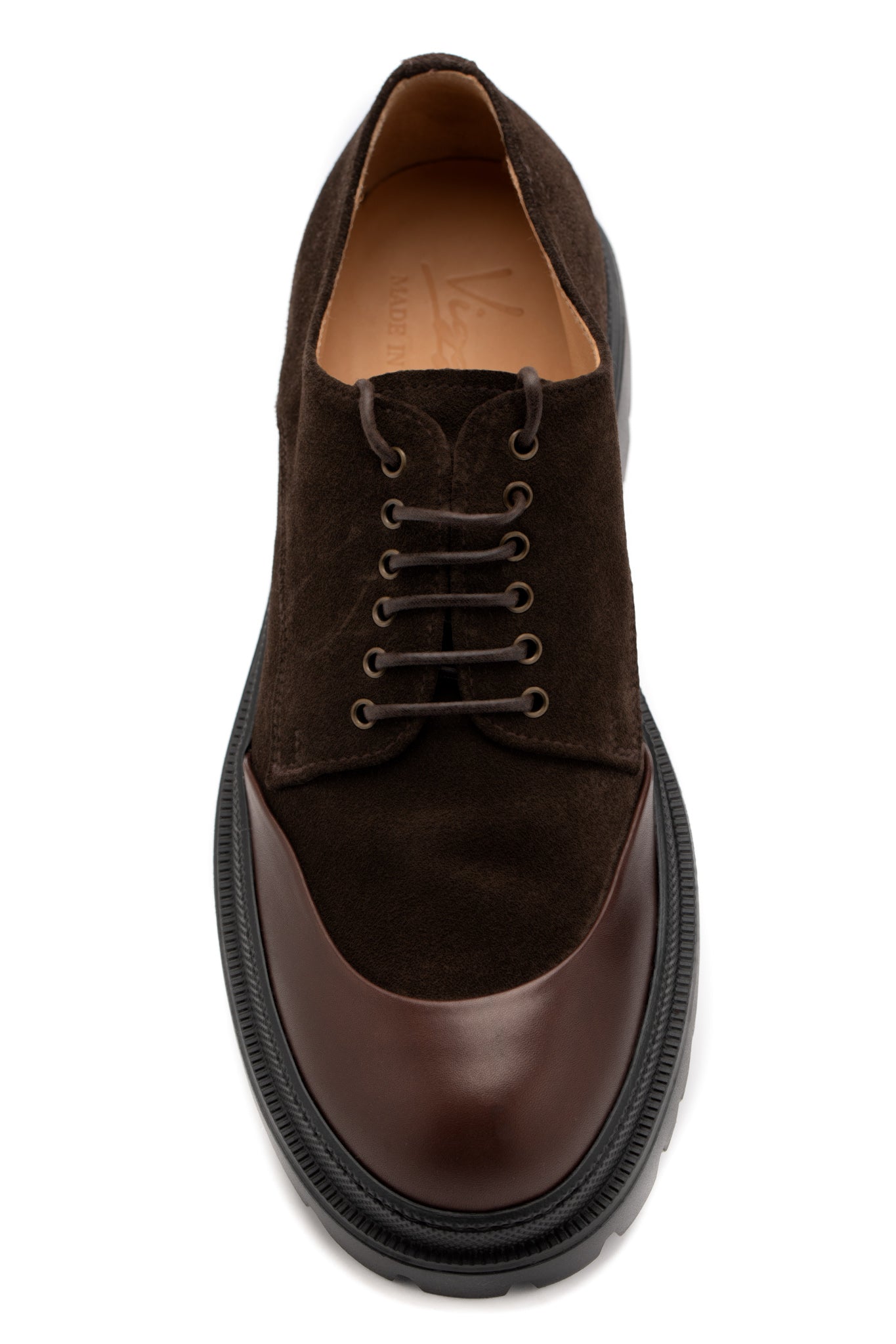 Brown derby shoes with trekking sole