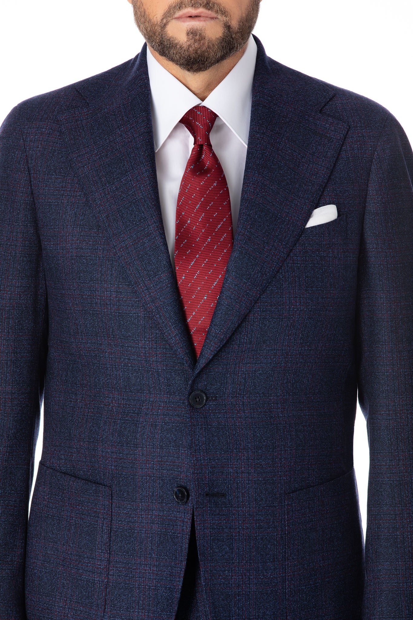 Costum doua piese navy in carouri Prince of Wales, tailored fit