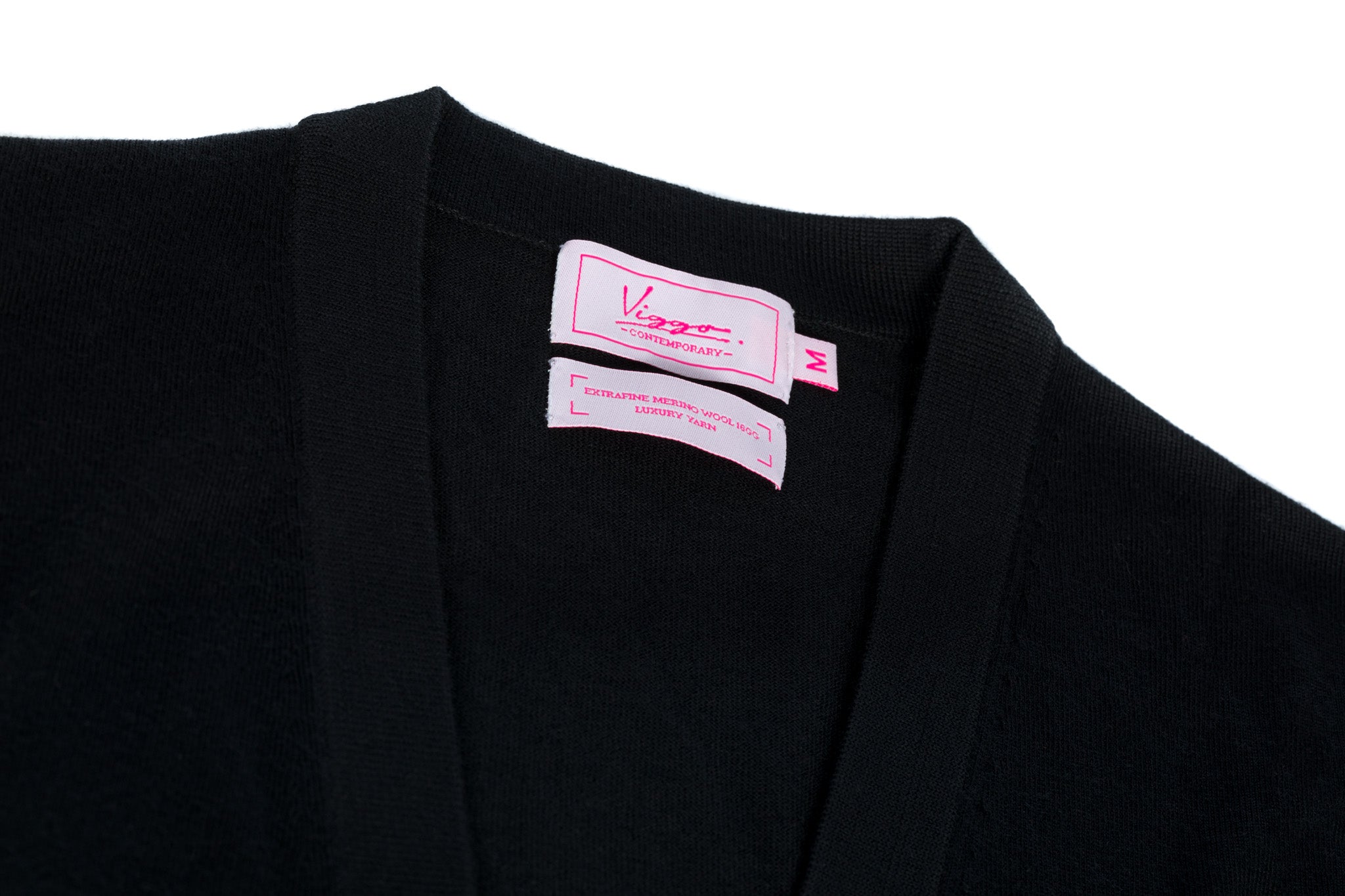 Black merino wool cardigan