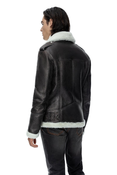 Black shearling leather jacket