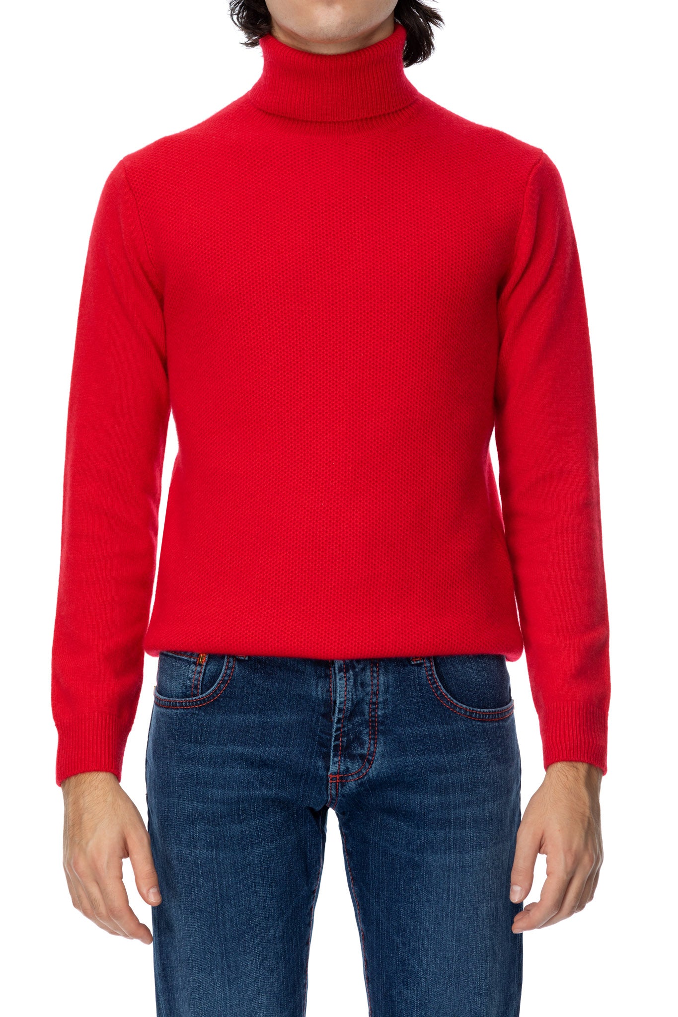 Maglione al collo in cashmere rosso