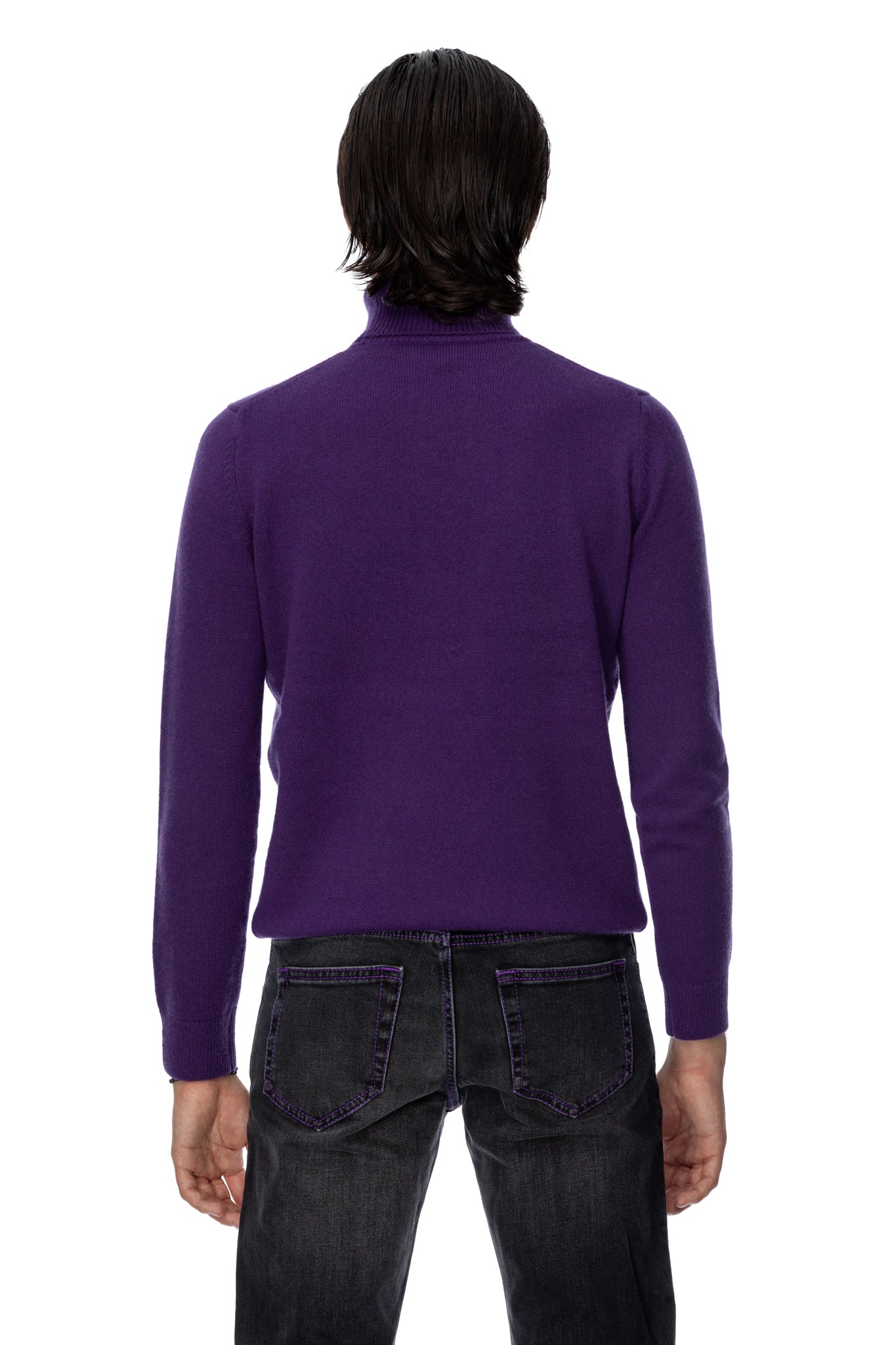 Purple cashmere turtleneck sweater