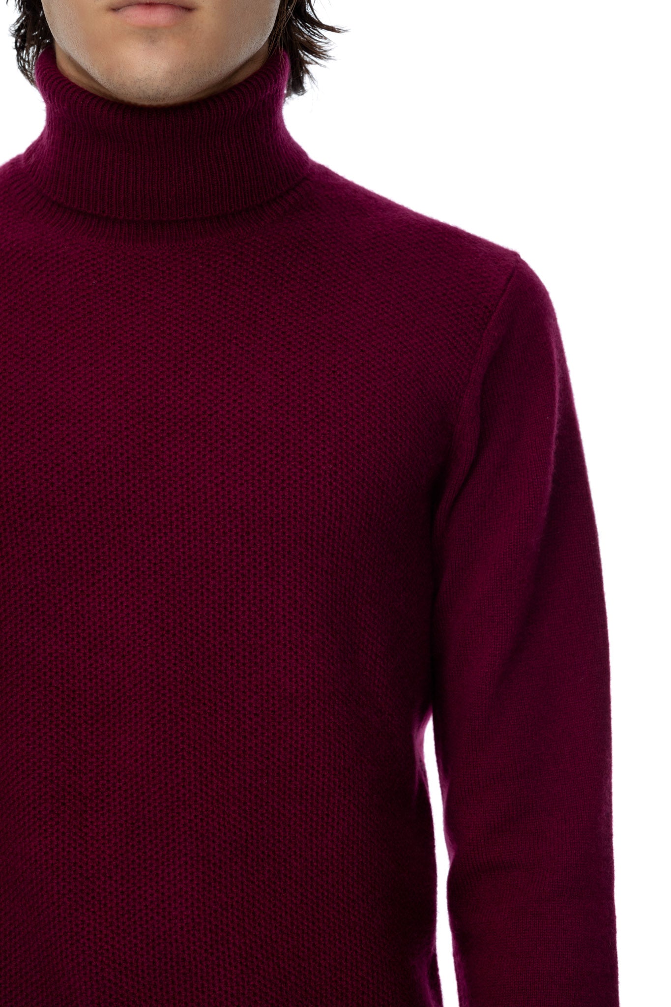 Maglia al collo in cashmere bordeaux