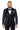Navy tuxedo jacket with stand collar