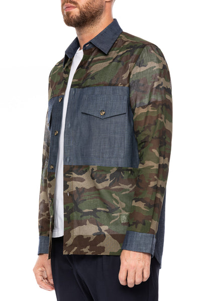 Camasa army cu insertii denim