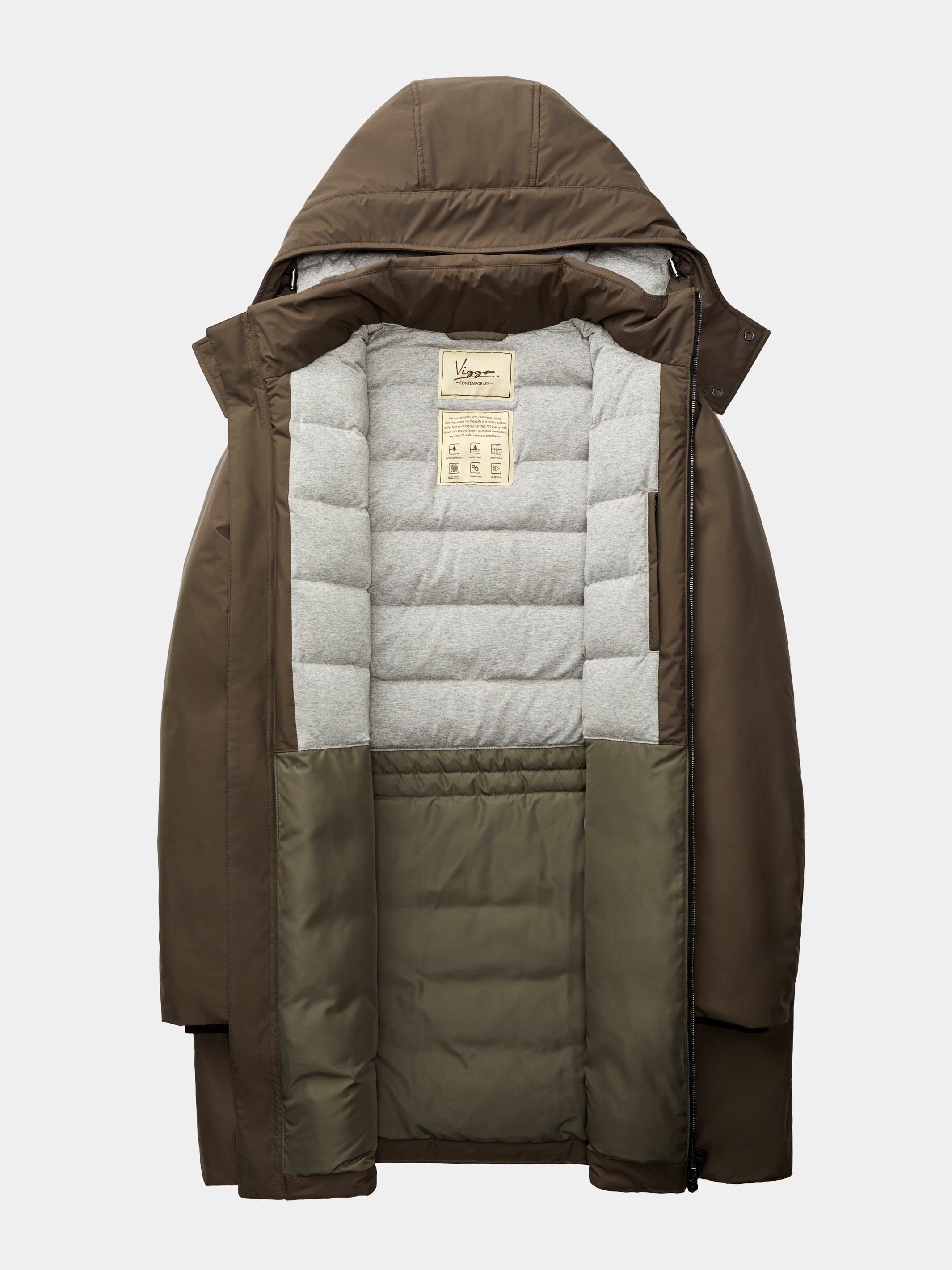 Taupe down parka