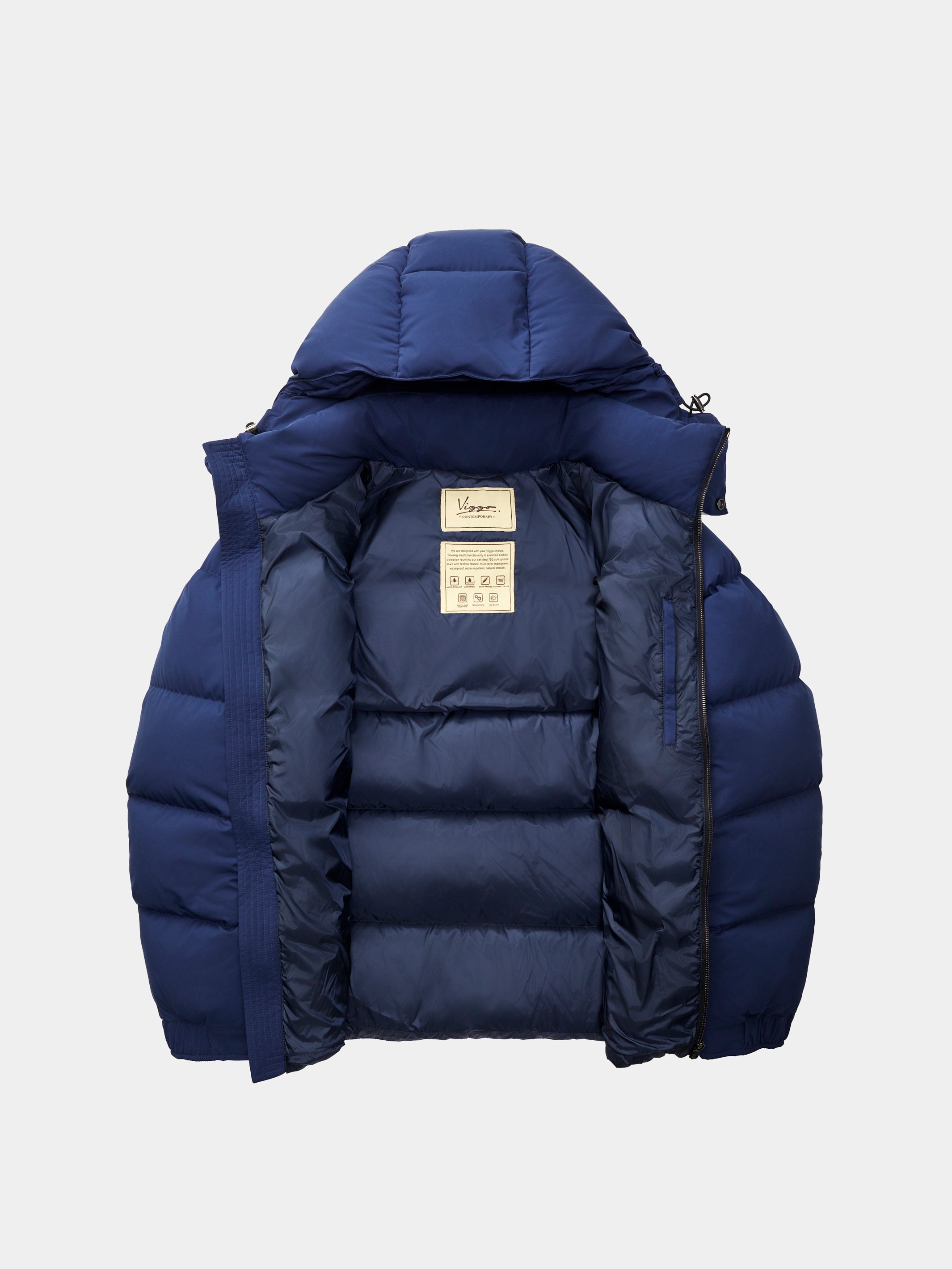 Short navy down jacket