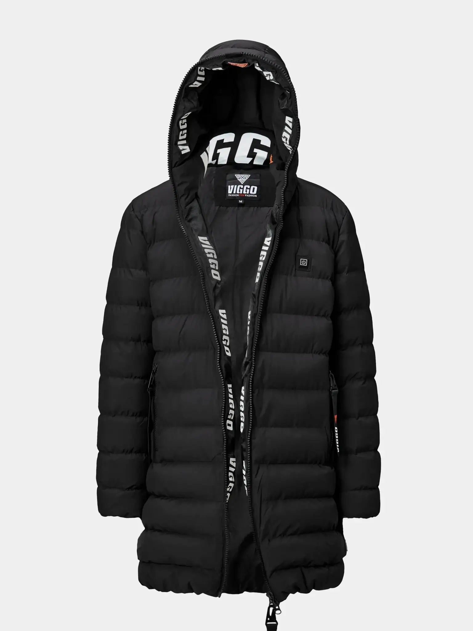 Geaca neagra lunga cu incalzire si accesorii detasabile - Viggo