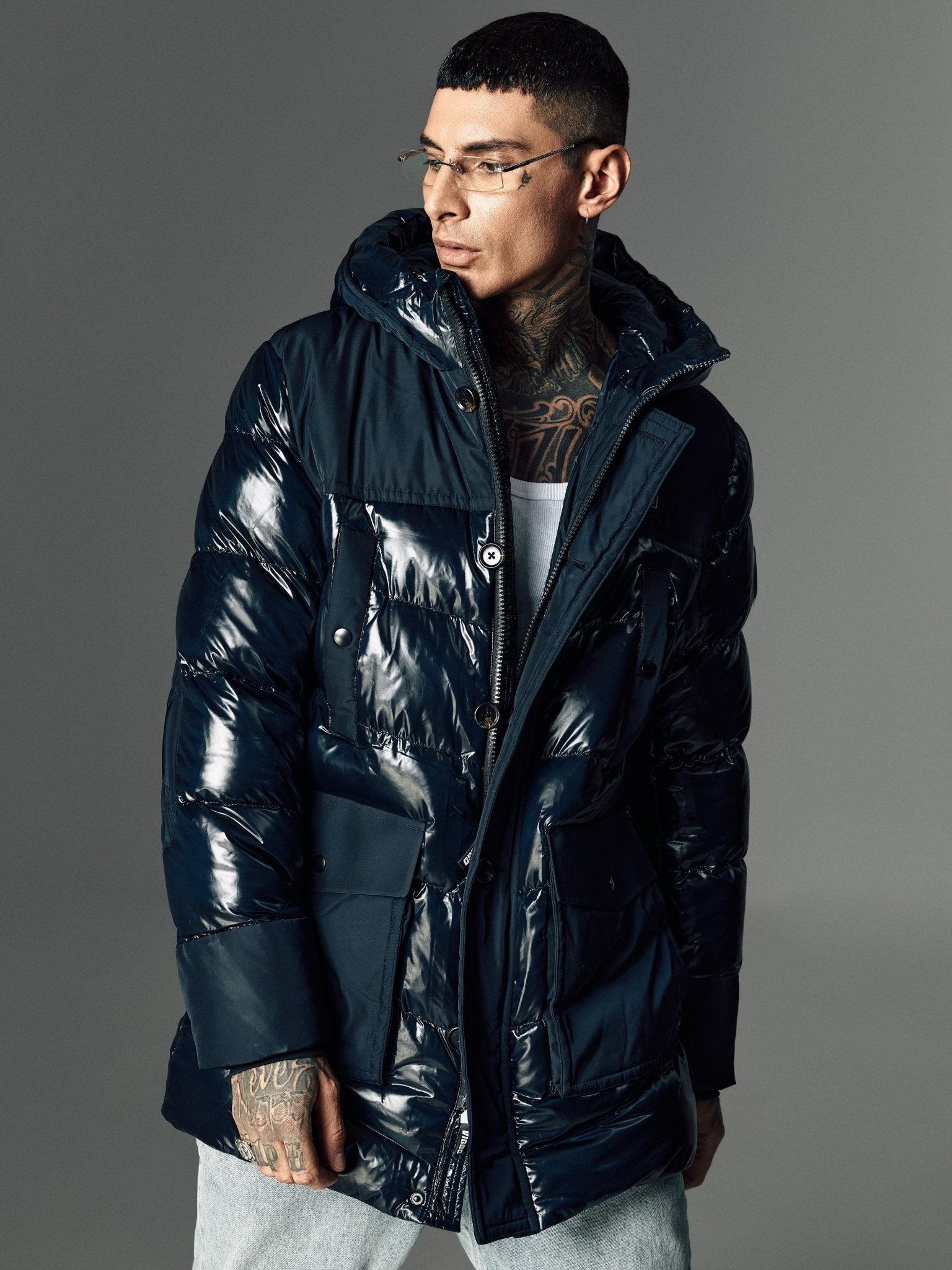 Geaca navy lunga, cu incalzire - Viggo