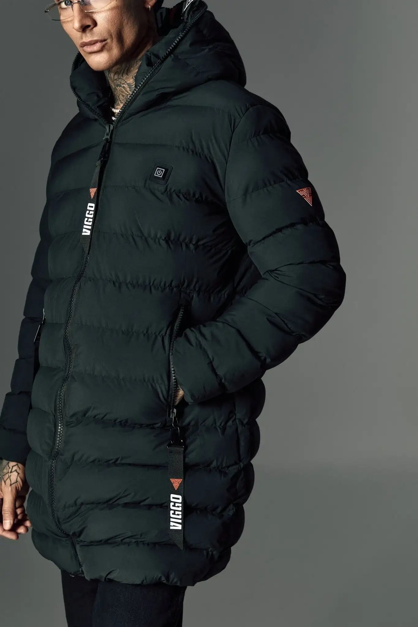 Geaca khaki lunga cu incalzire si accesorii detasabile - Viggo