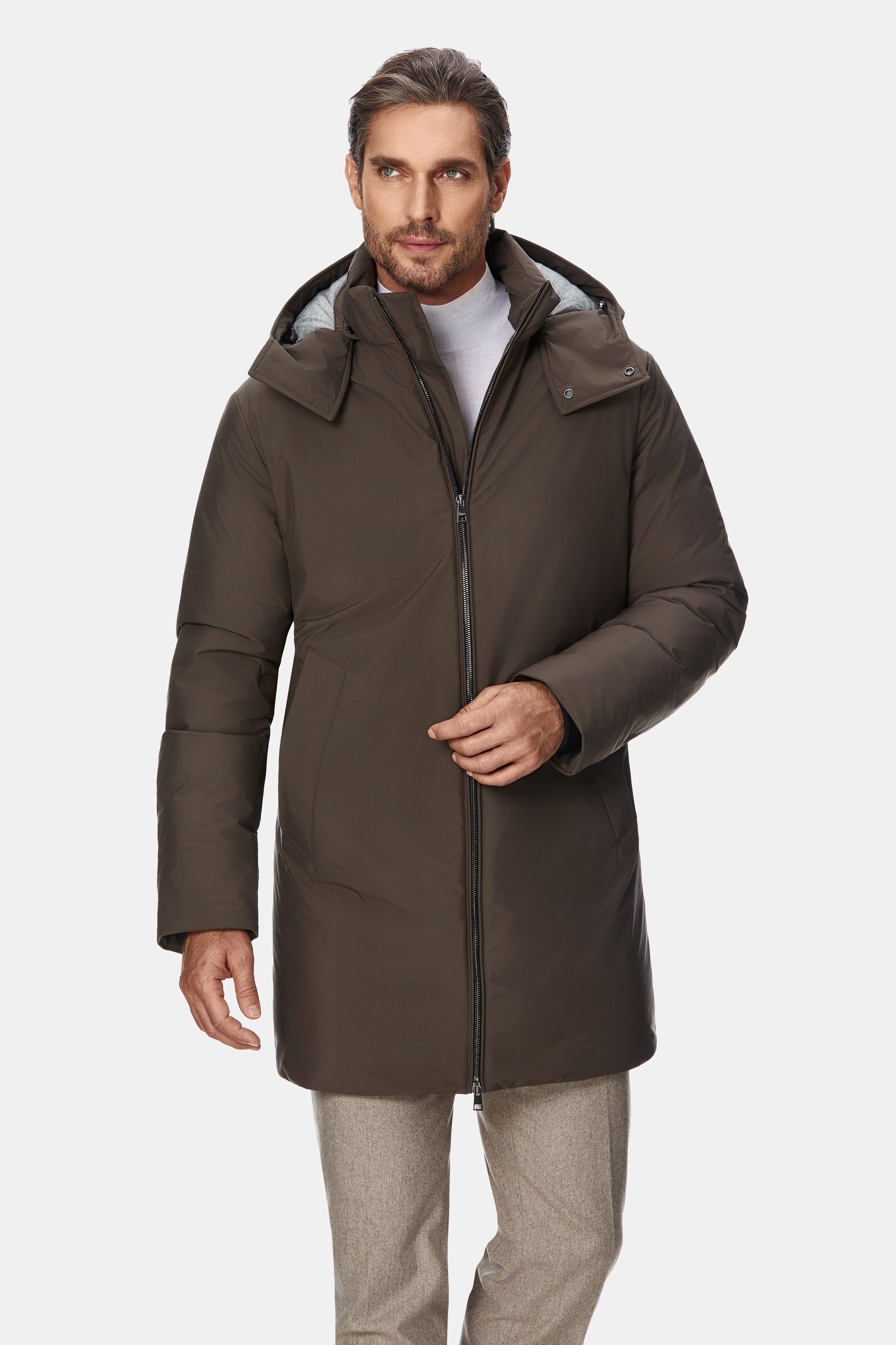 Parka in piumino tortora