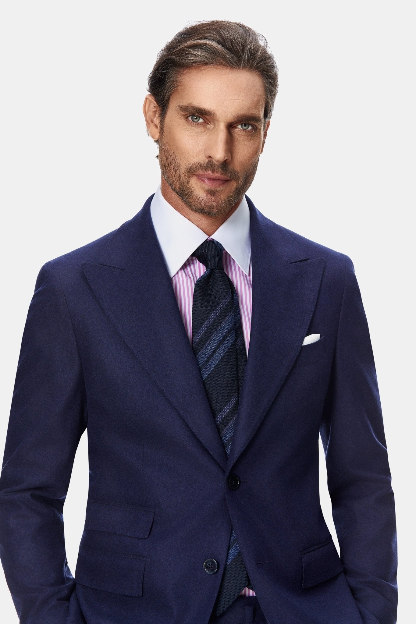 Camasa alba cu dungi roz, mansete de butoni - Viggo