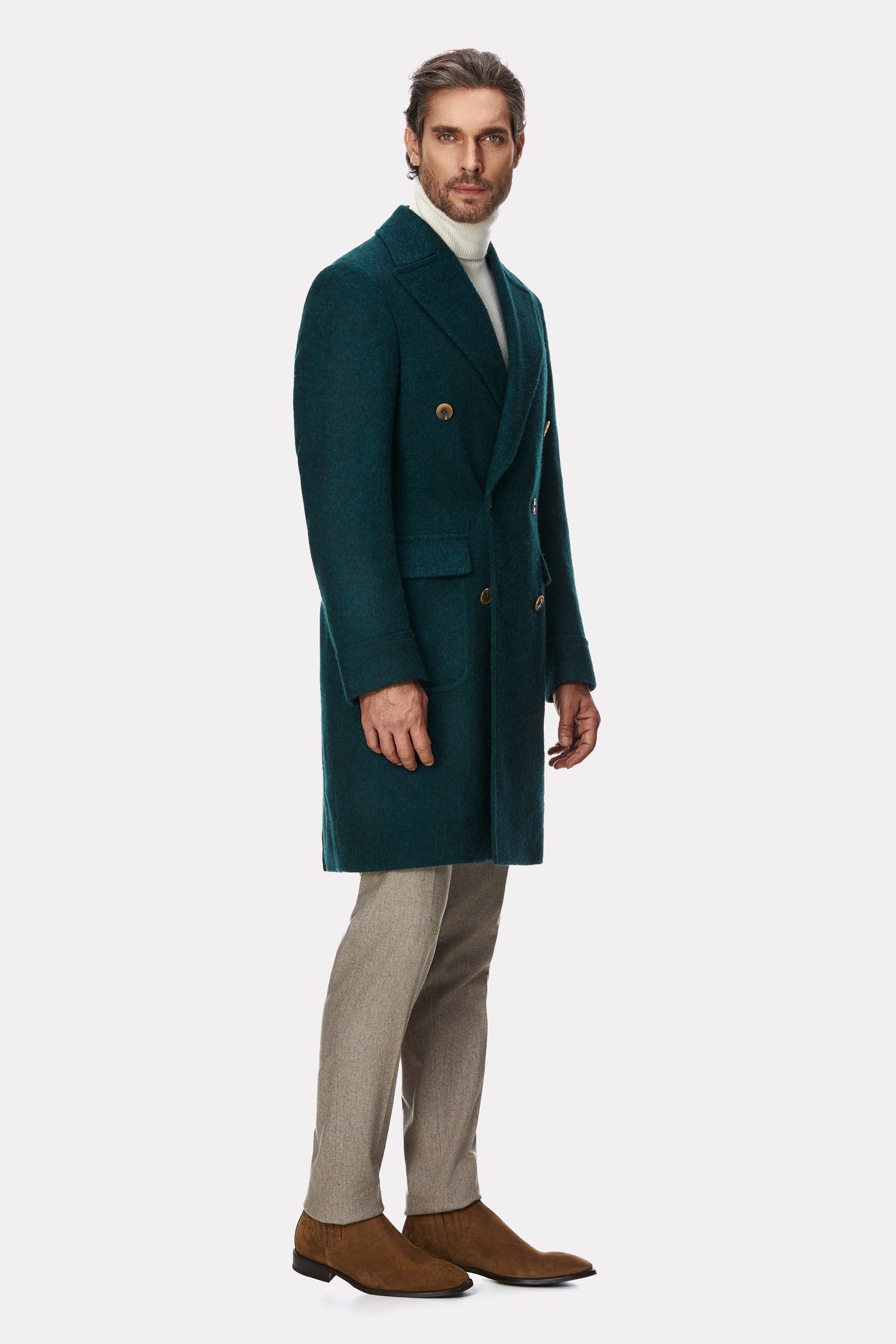 Palton verde din par de camila