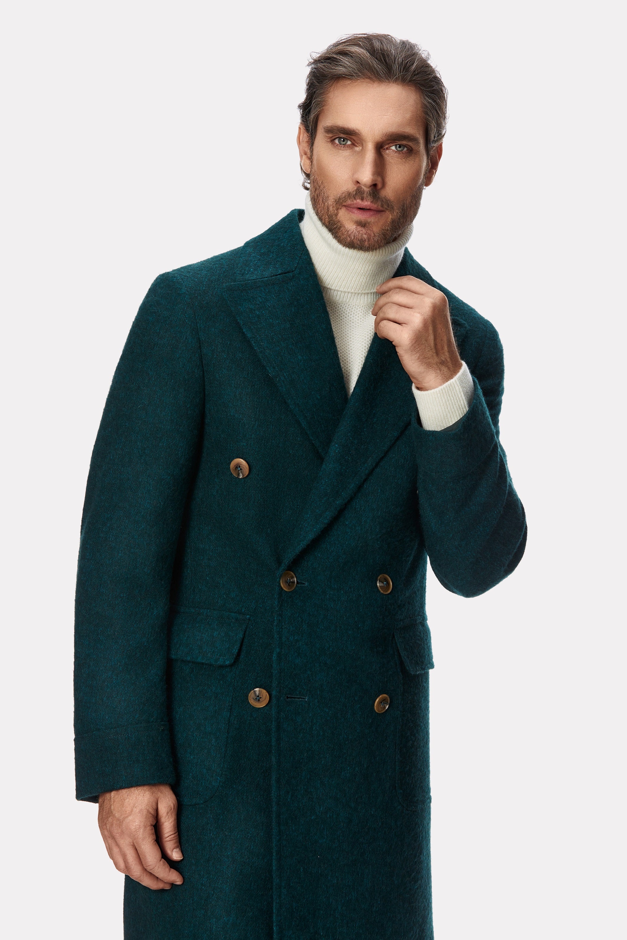 Green camel hair coat