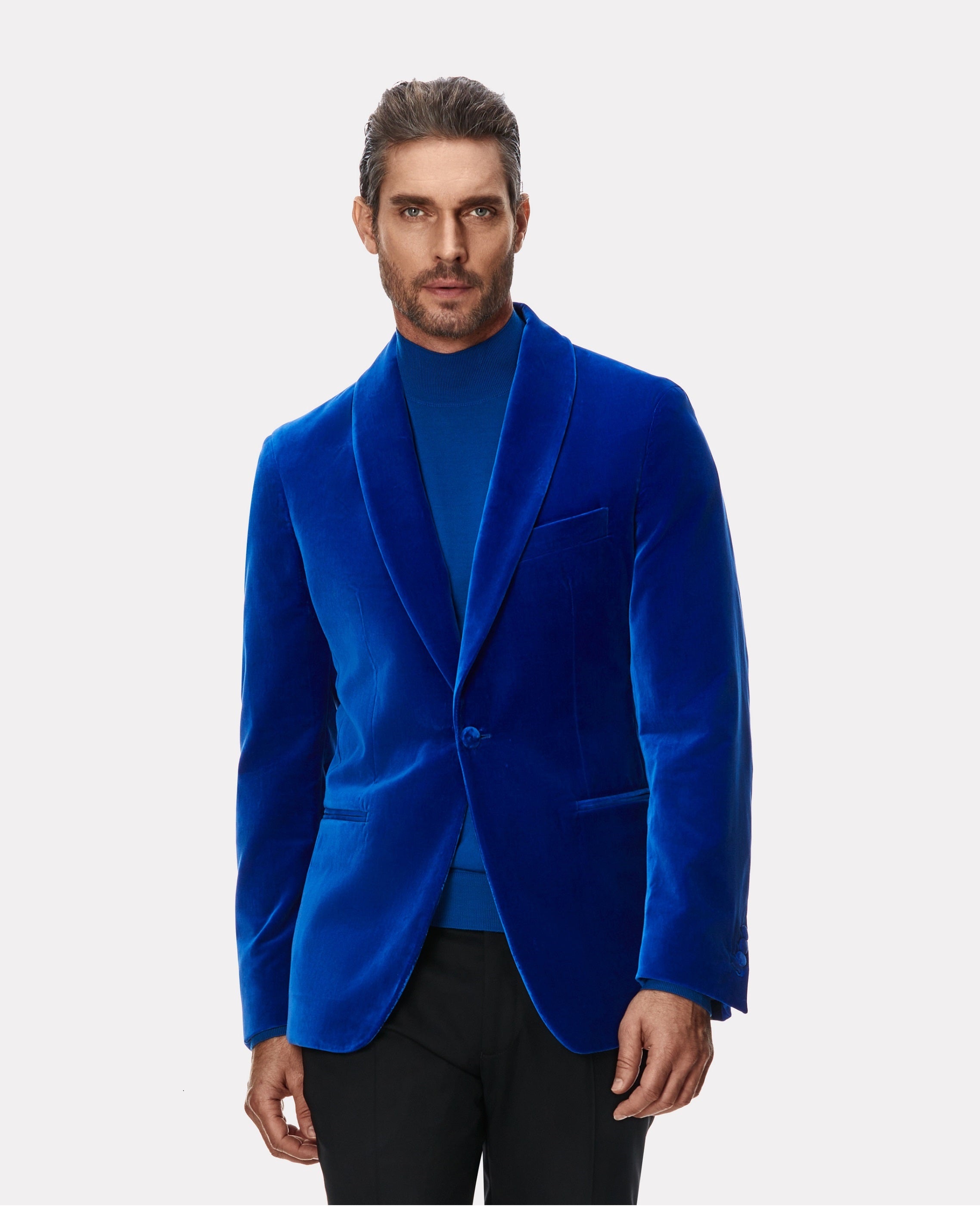 Blue 16 GG merino wool high neck sweater