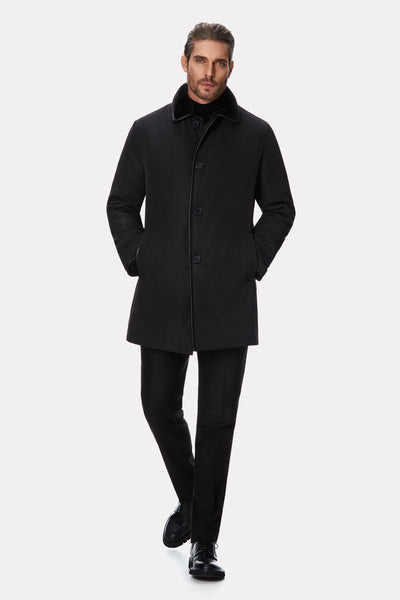 Palton negru cu interior shearling