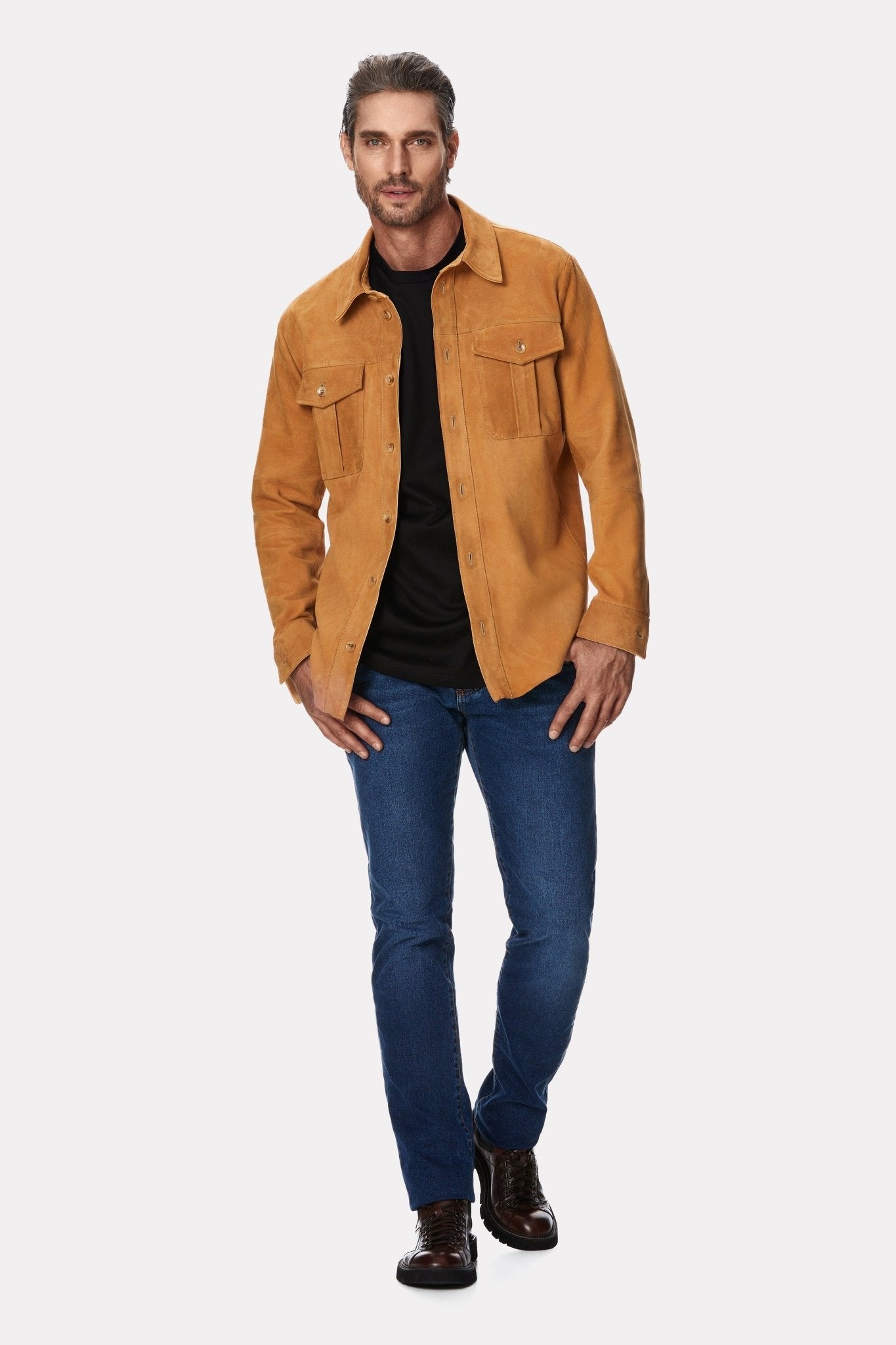 Jacheta din piele intoarsa beige - Viggo