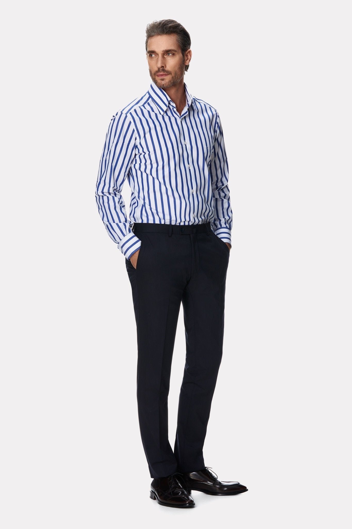 Camasa alba cu dungi late albastre - Viggo