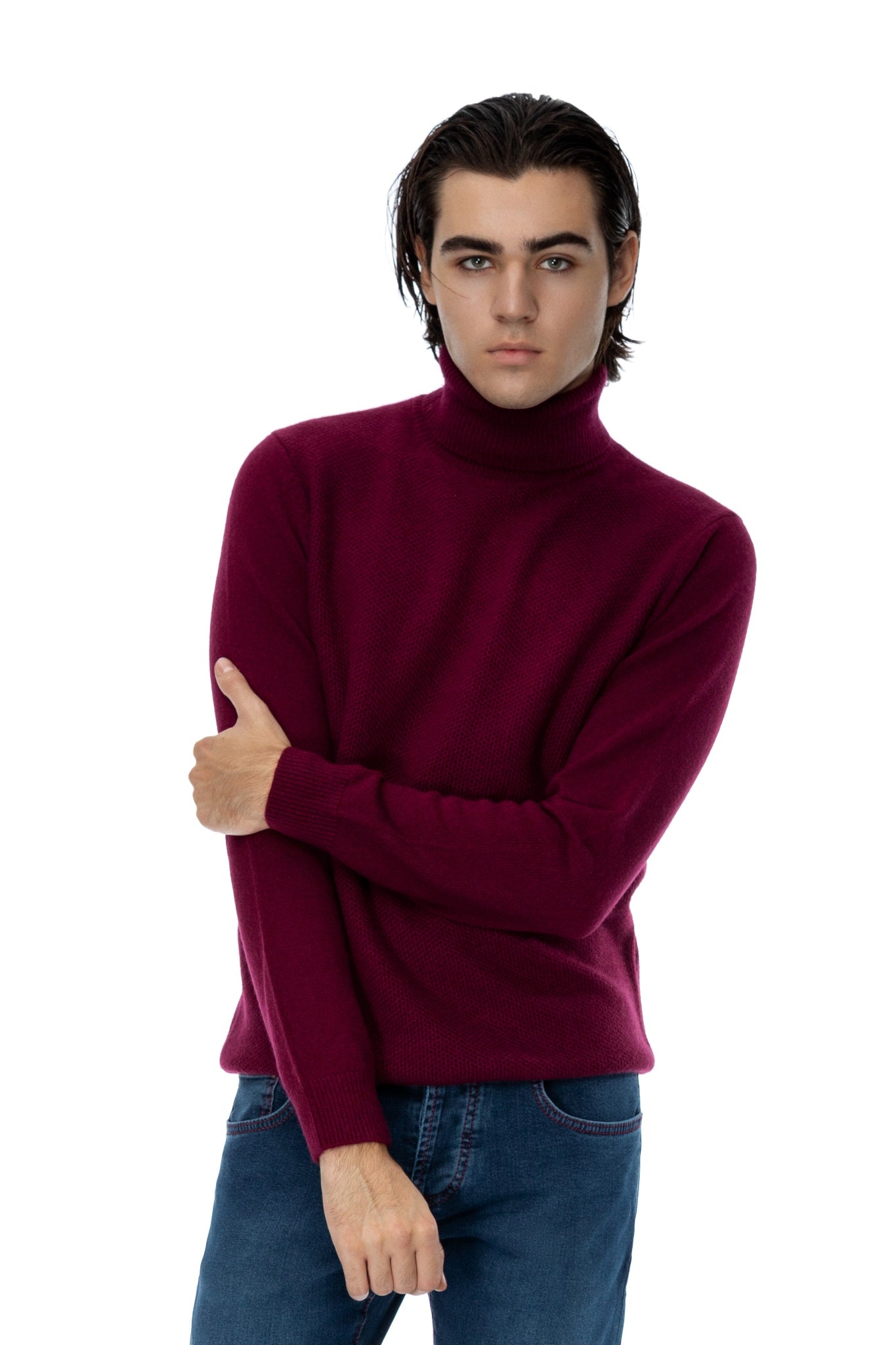 Maglia al collo in cashmere bordeaux