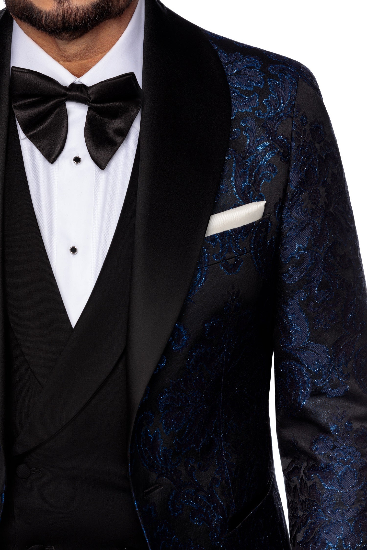 Metallic jacquard tuxedo jacket