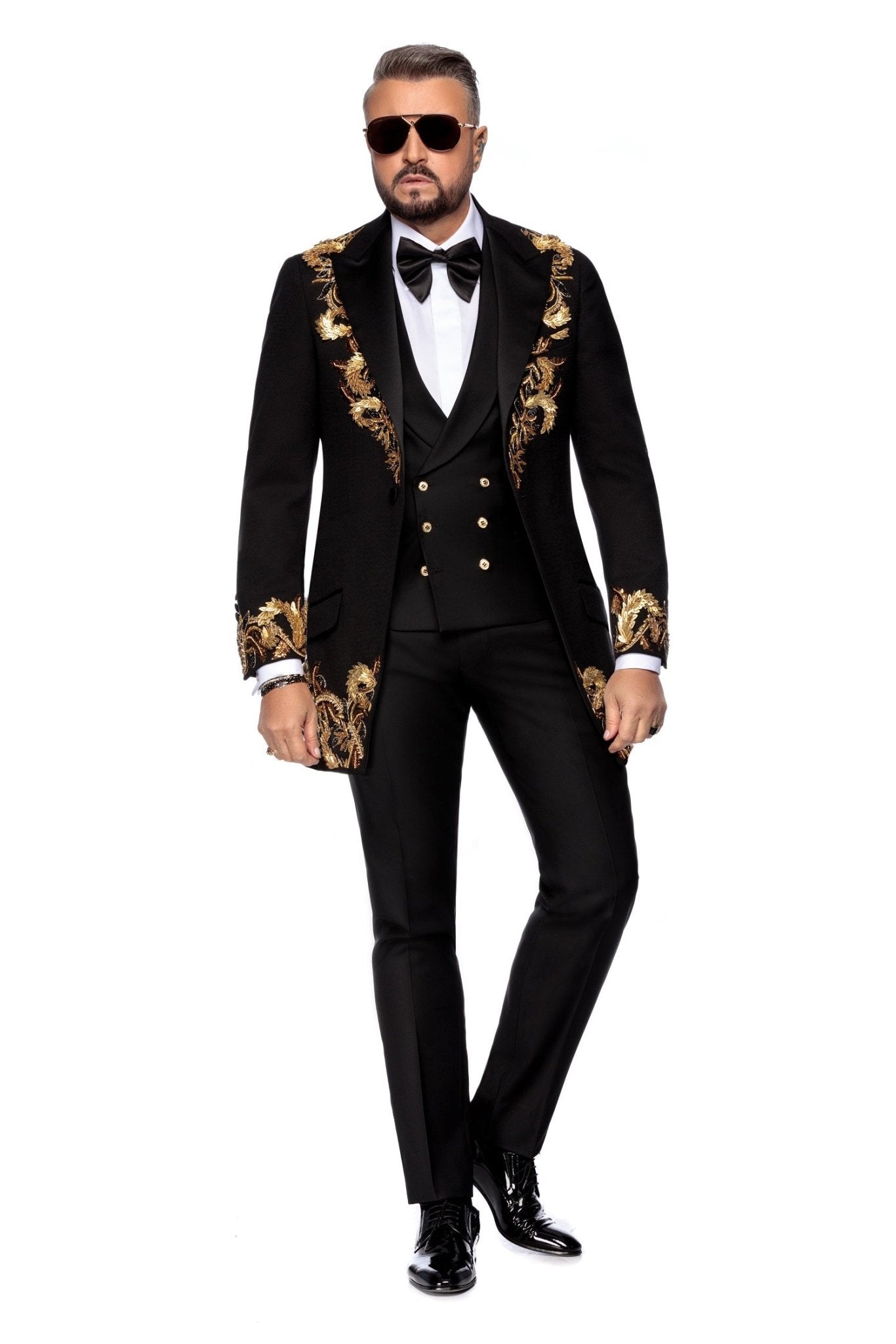 Redingota made to measure din lana cu broderie manuala - Viggo