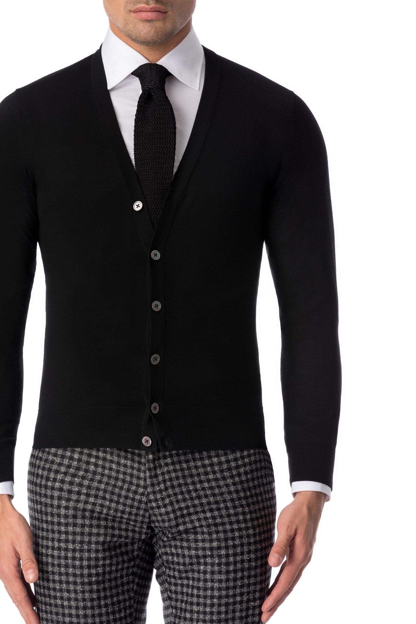 Black merino wool cardigan