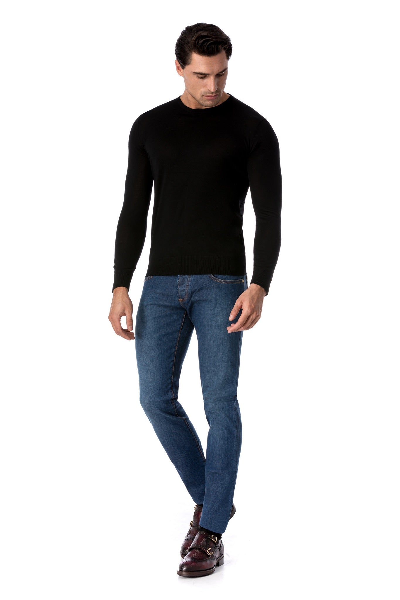 Fine black merino wool sweater