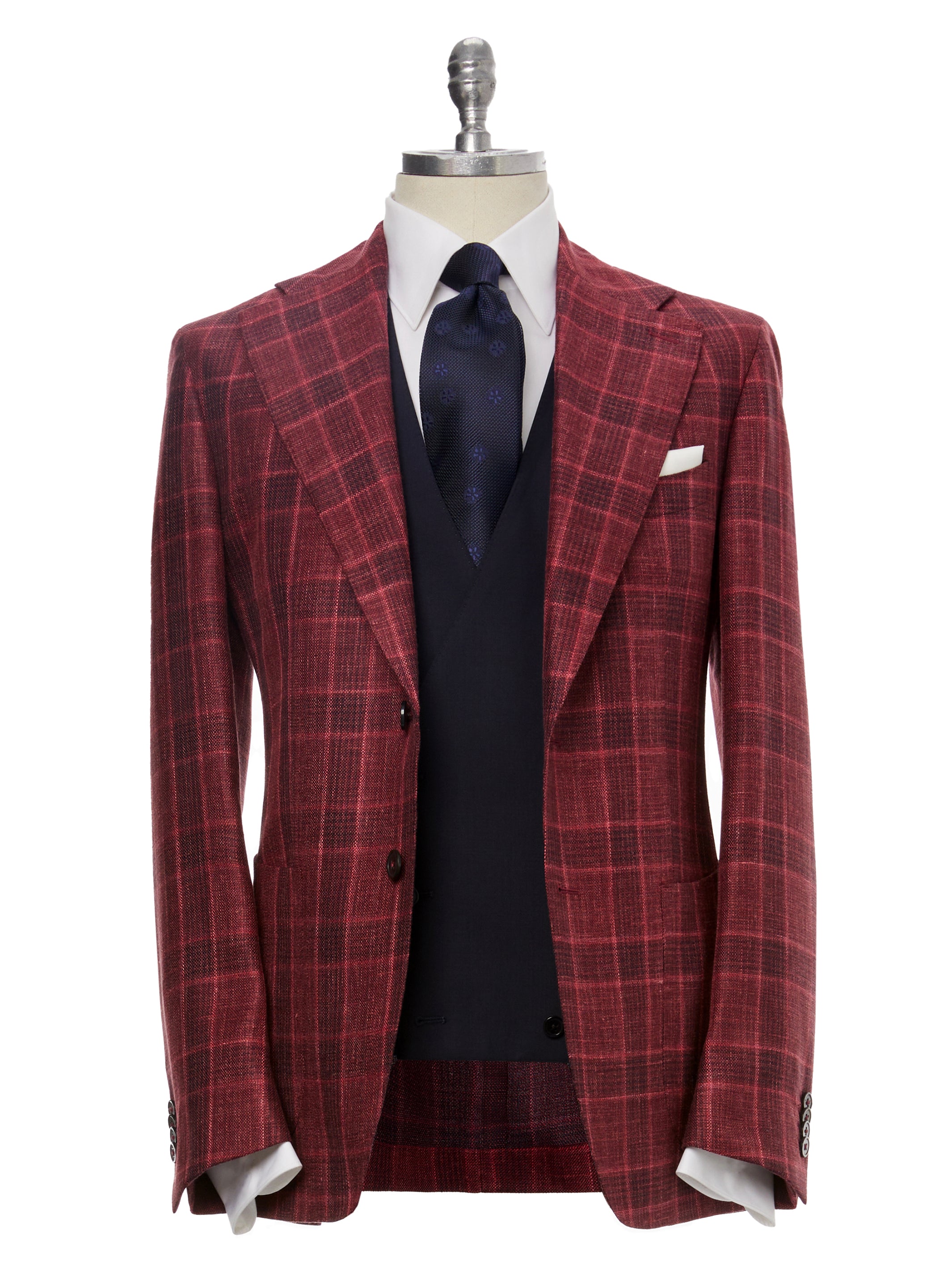 Sacou bordeaux check, tailored fit