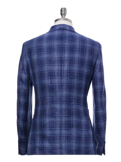 Sacou navy check, tailored fit