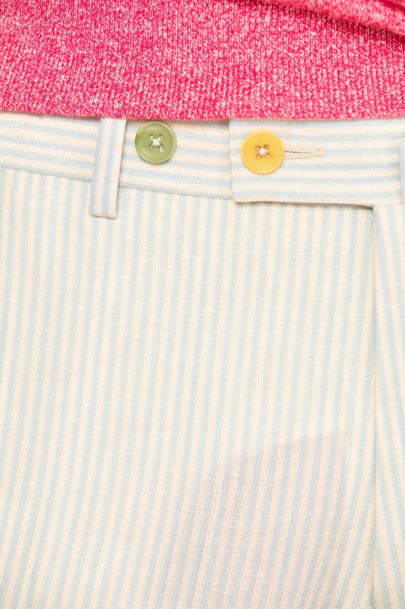 Cream Casual Shorts With Blue Stripes