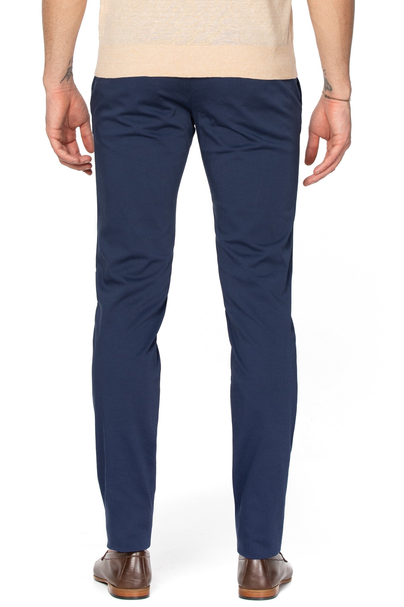 Pantaloni chino blu a trama fine