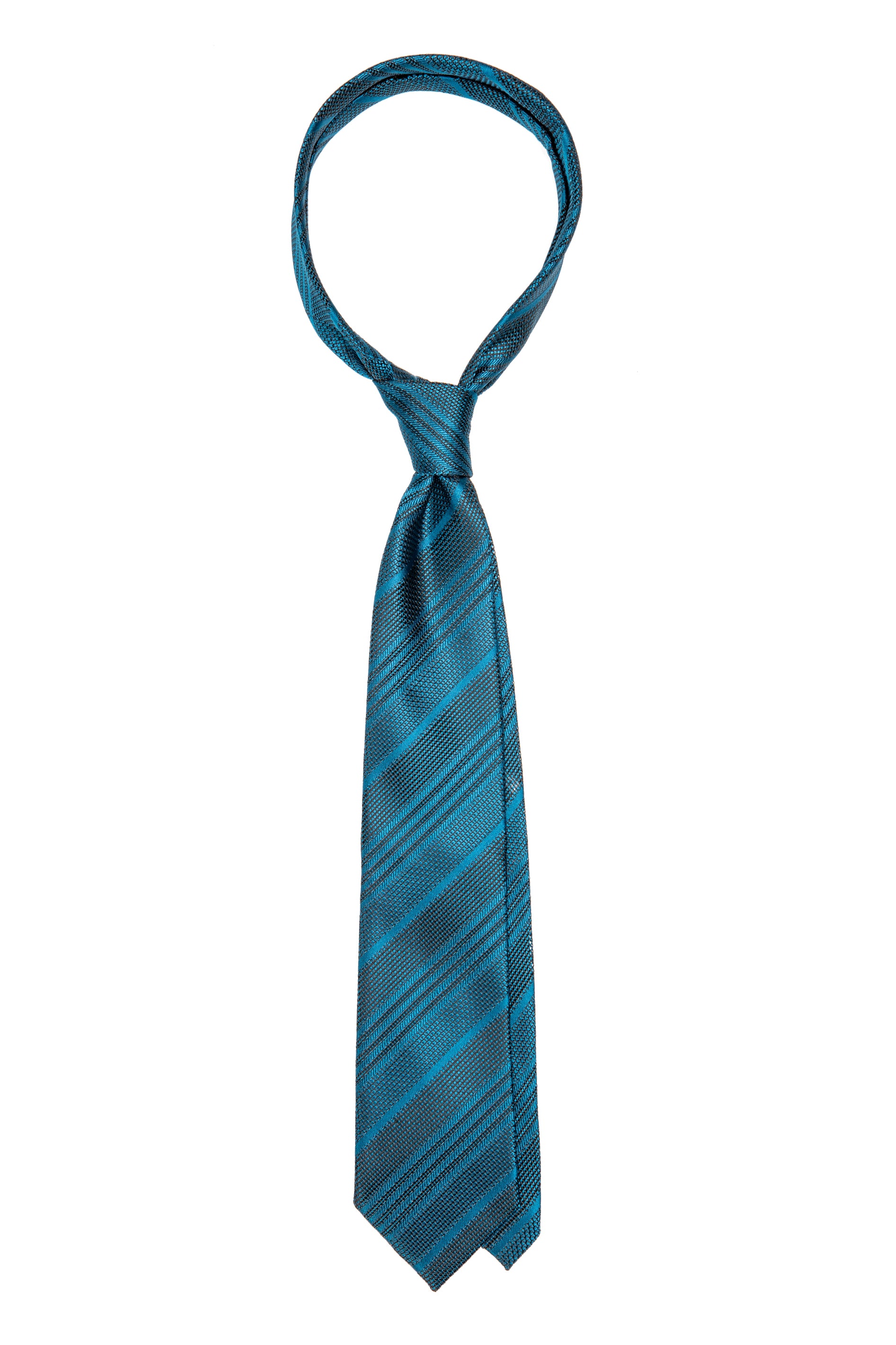 Blue silk tie with stripes