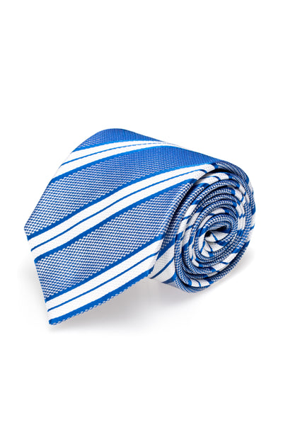 Cravata din matase albastra cu dungi