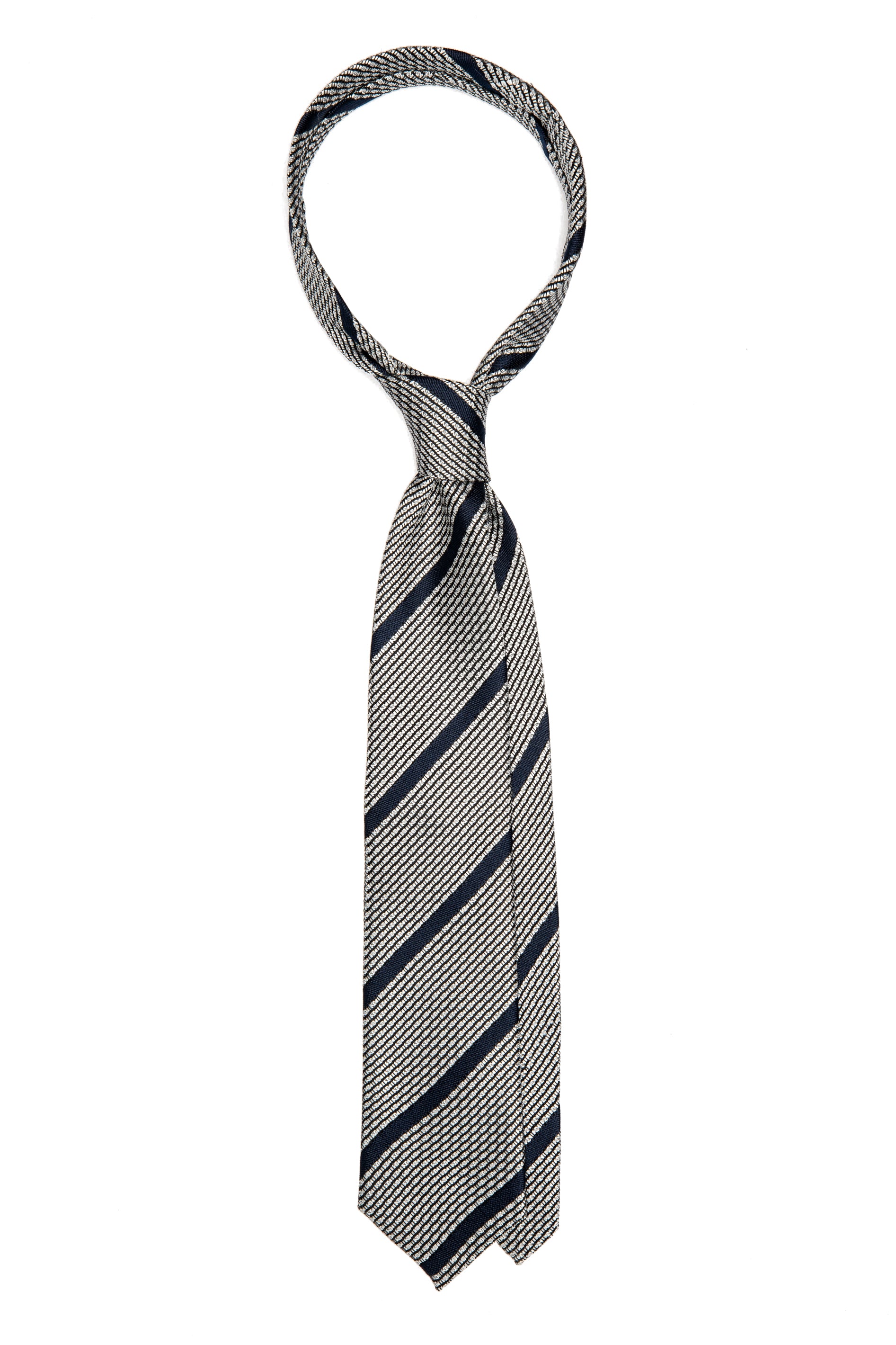 Cravatta in seta argento con righe