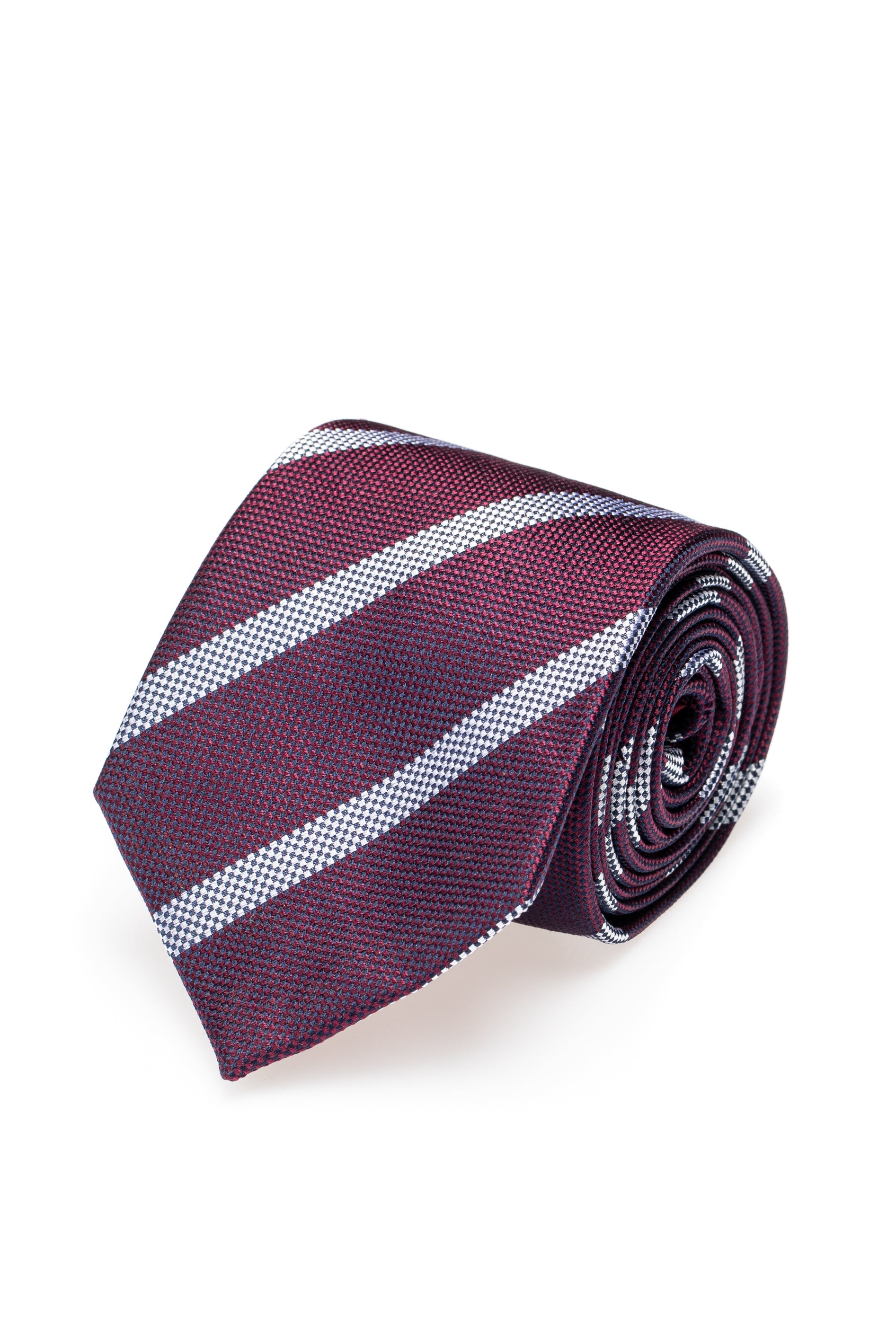 Striped bordeaux silk tie