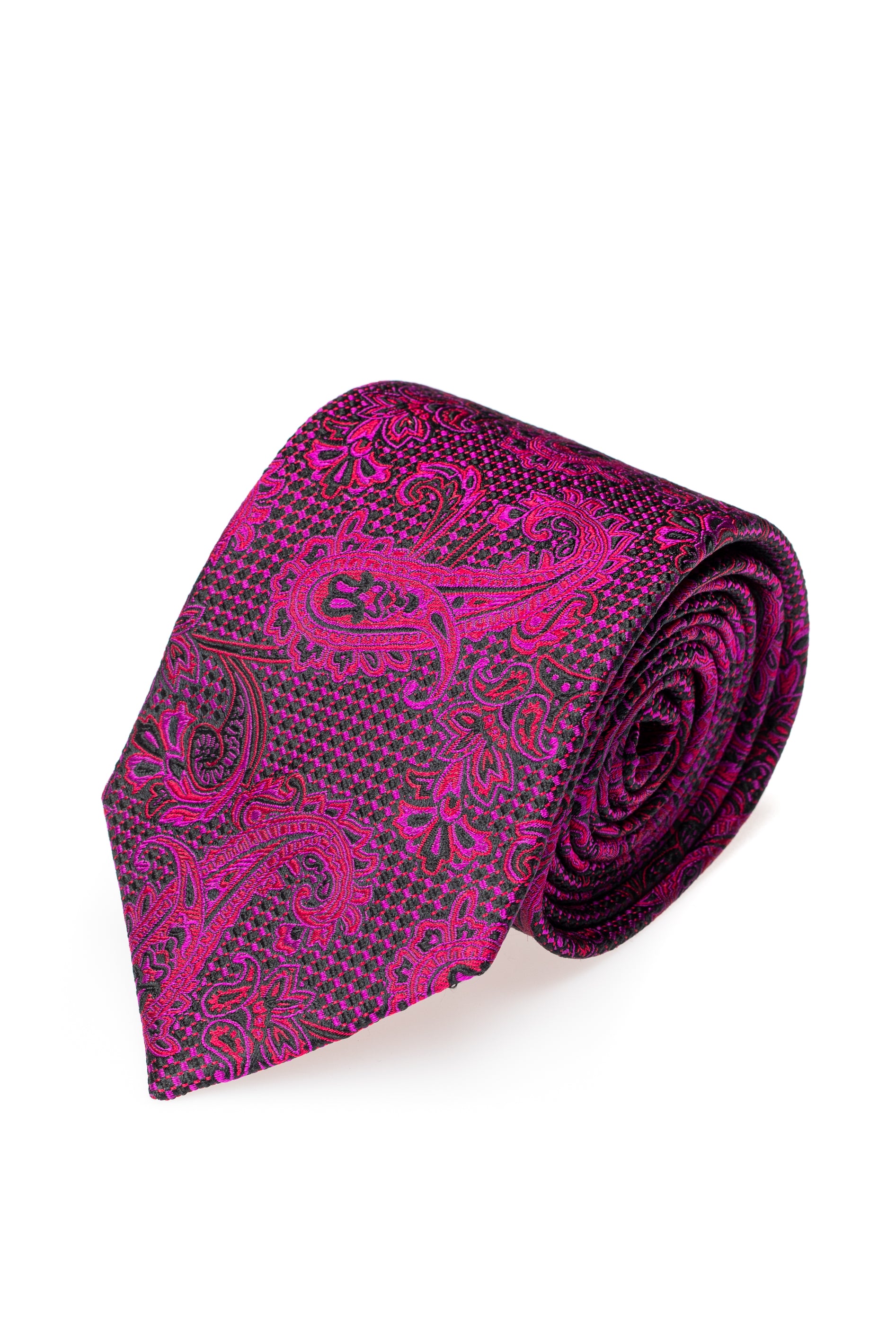 Cravatta in seta paisley viola tono su tono