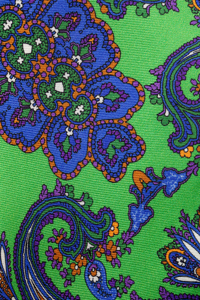 Green silk tie with paisley print