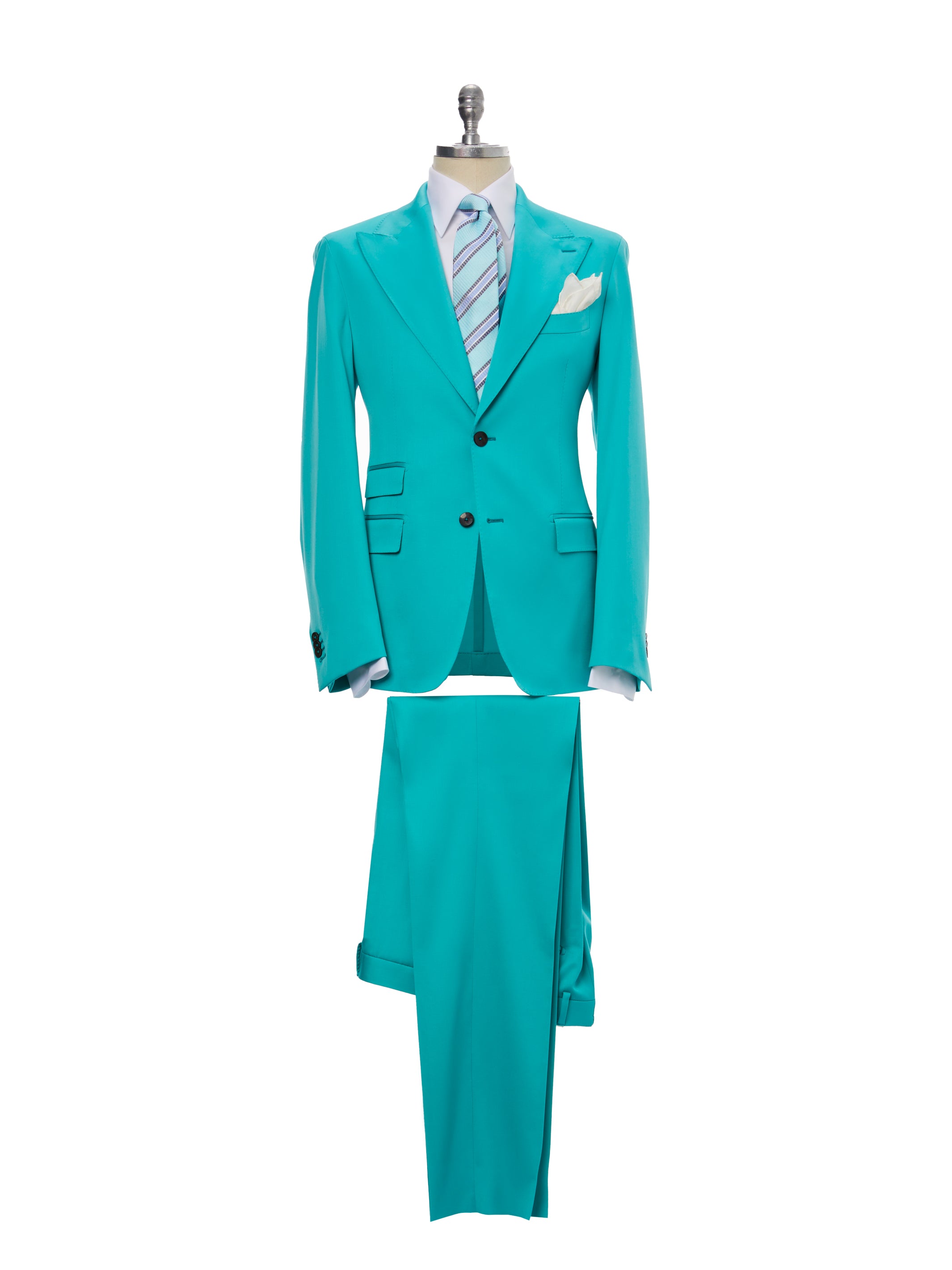 Two-piece turquoise suit, tailored fit