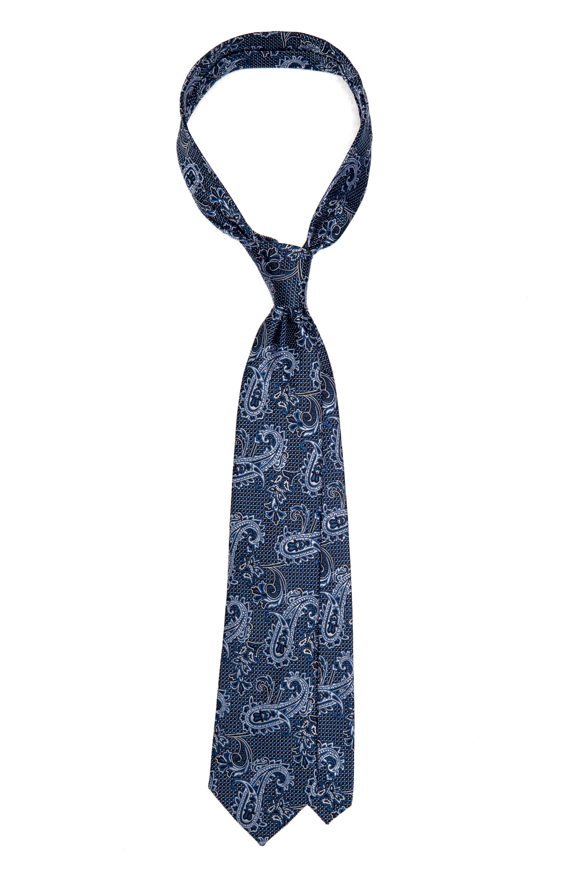Cravatta in seta blu paisley