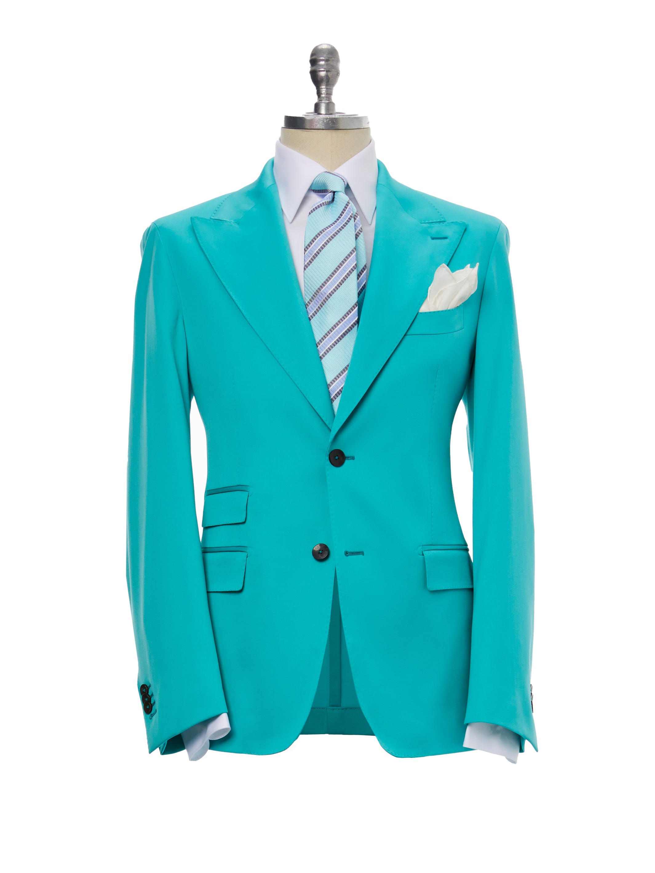 Two-piece turquoise suit, tailored fit